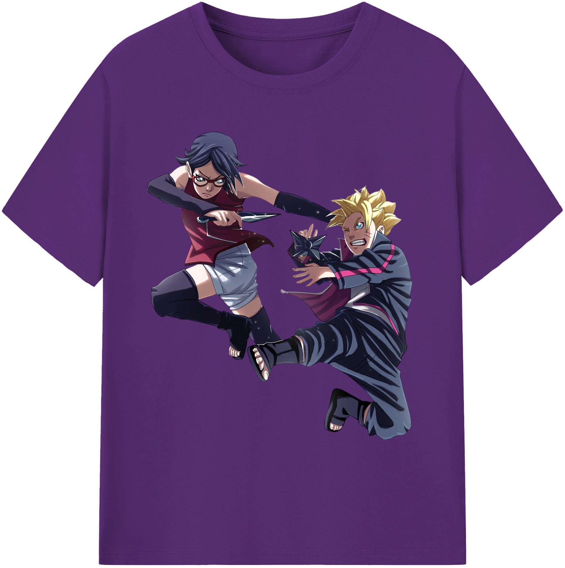 （画像用） NARUTO -ナルト- うちは サラダ Uchiha Sarada 綿100％ メンズ半袖Tシャツ｜肌触りやわらか＆通気性