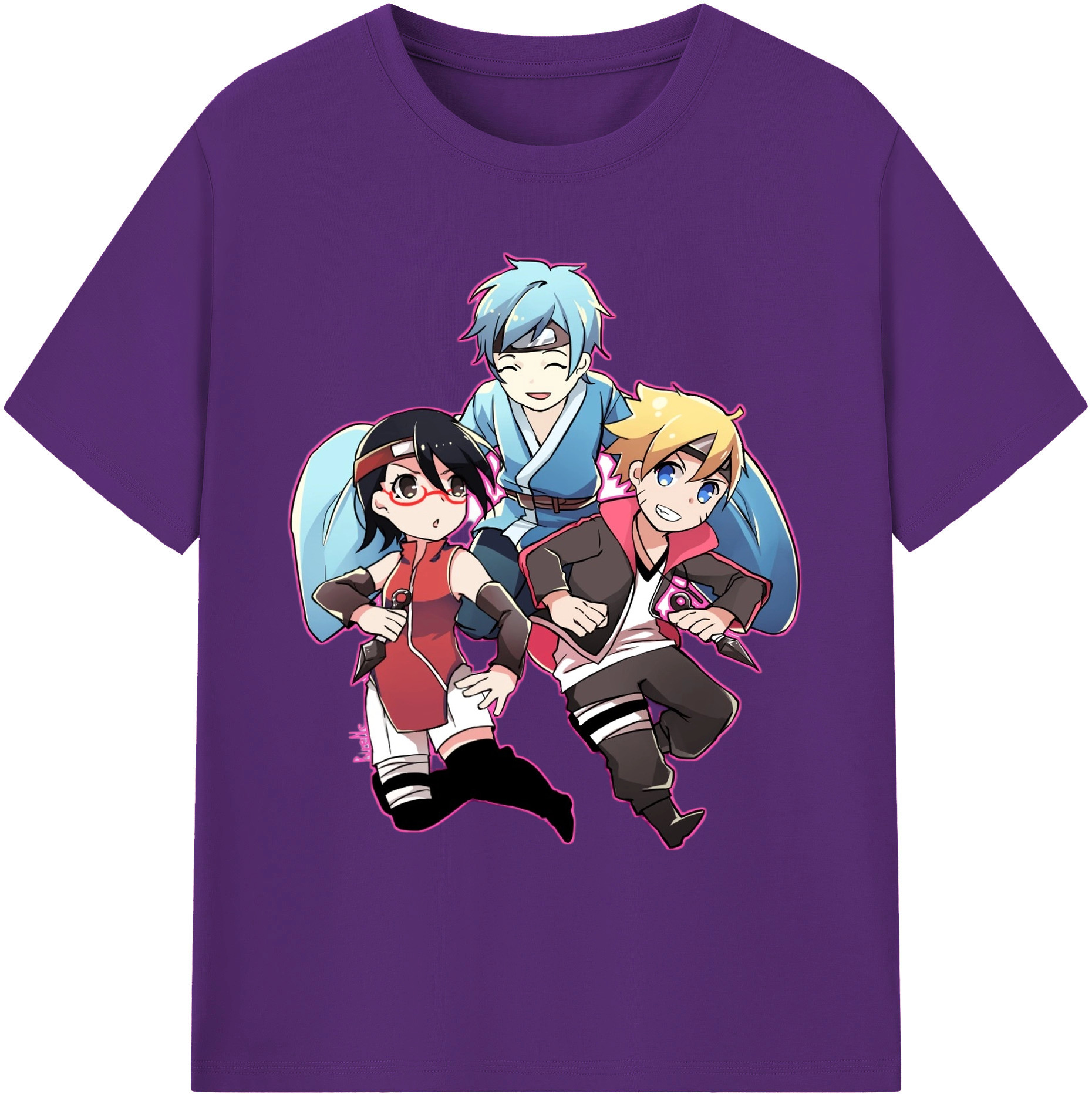 （画像用） NARUTO -ナルト- うちは サラダ Uchiha Sarada 綿100％ メンズ半袖Tシャツ｜肌触りやわらか＆通気性