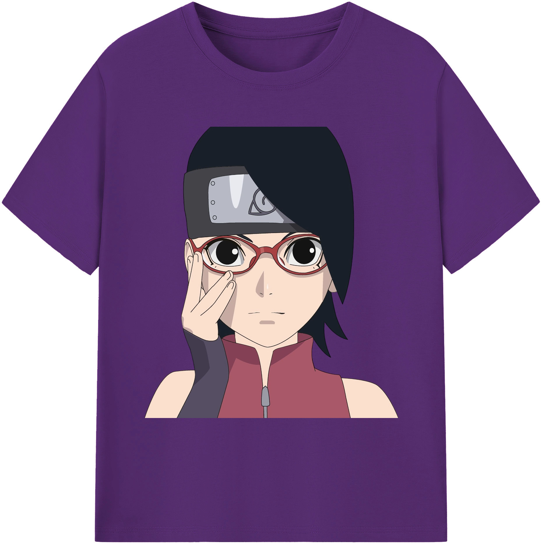 （画像用） NARUTO -ナルト- うちは サラダ Uchiha Sarada 綿100％ メンズ半袖Tシャツ｜肌触りやわらか＆通気性