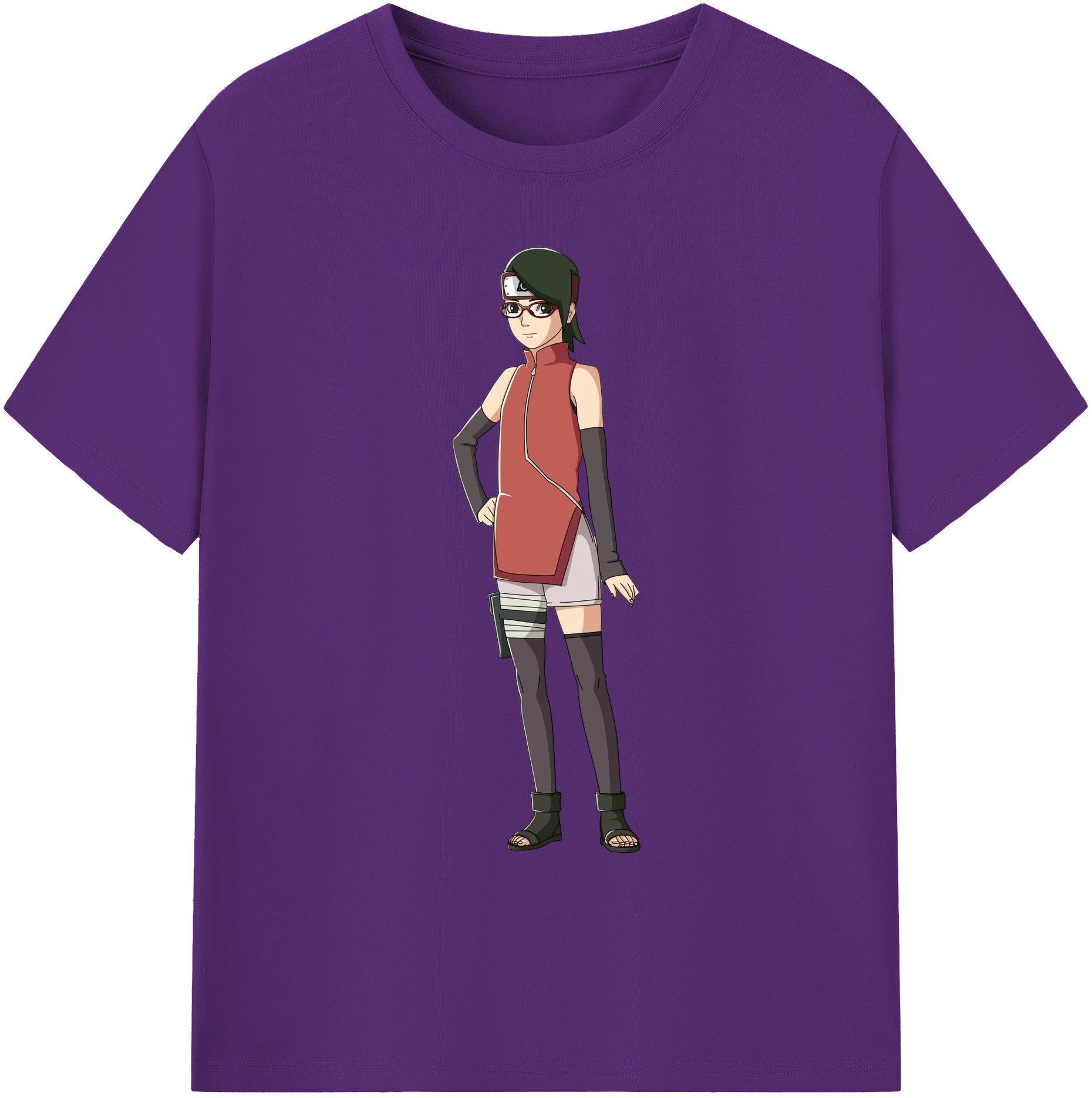（画像用） NARUTO -ナルト- うちは サラダ Uchiha Sarada 綿100％ メンズ半袖Tシャツ｜肌触りやわらか＆通気性