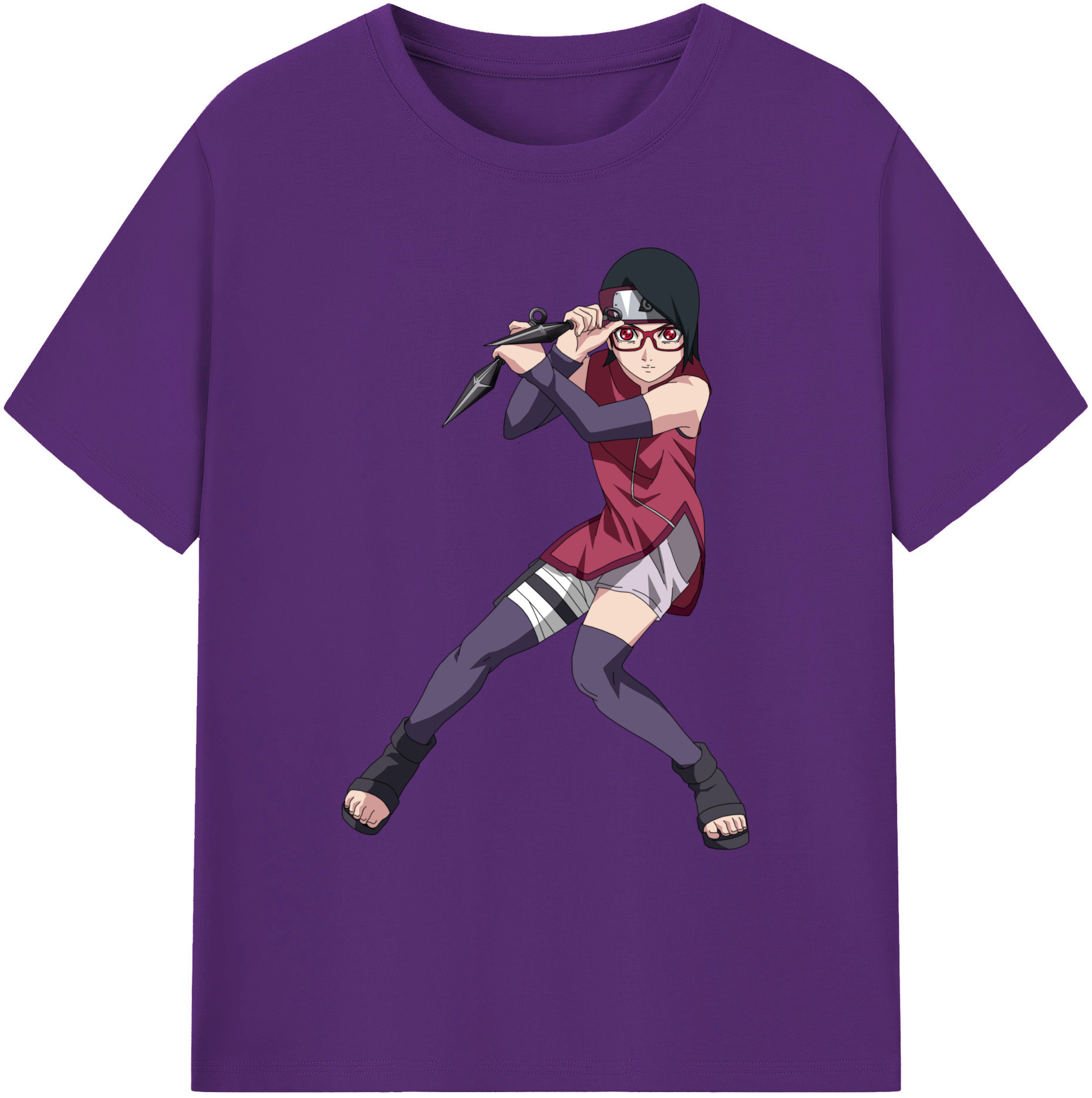 （画像用） NARUTO -ナルト- うちは サラダ Uchiha Sarada 綿100％ メンズ半袖Tシャツ｜肌触りやわらか＆通気性