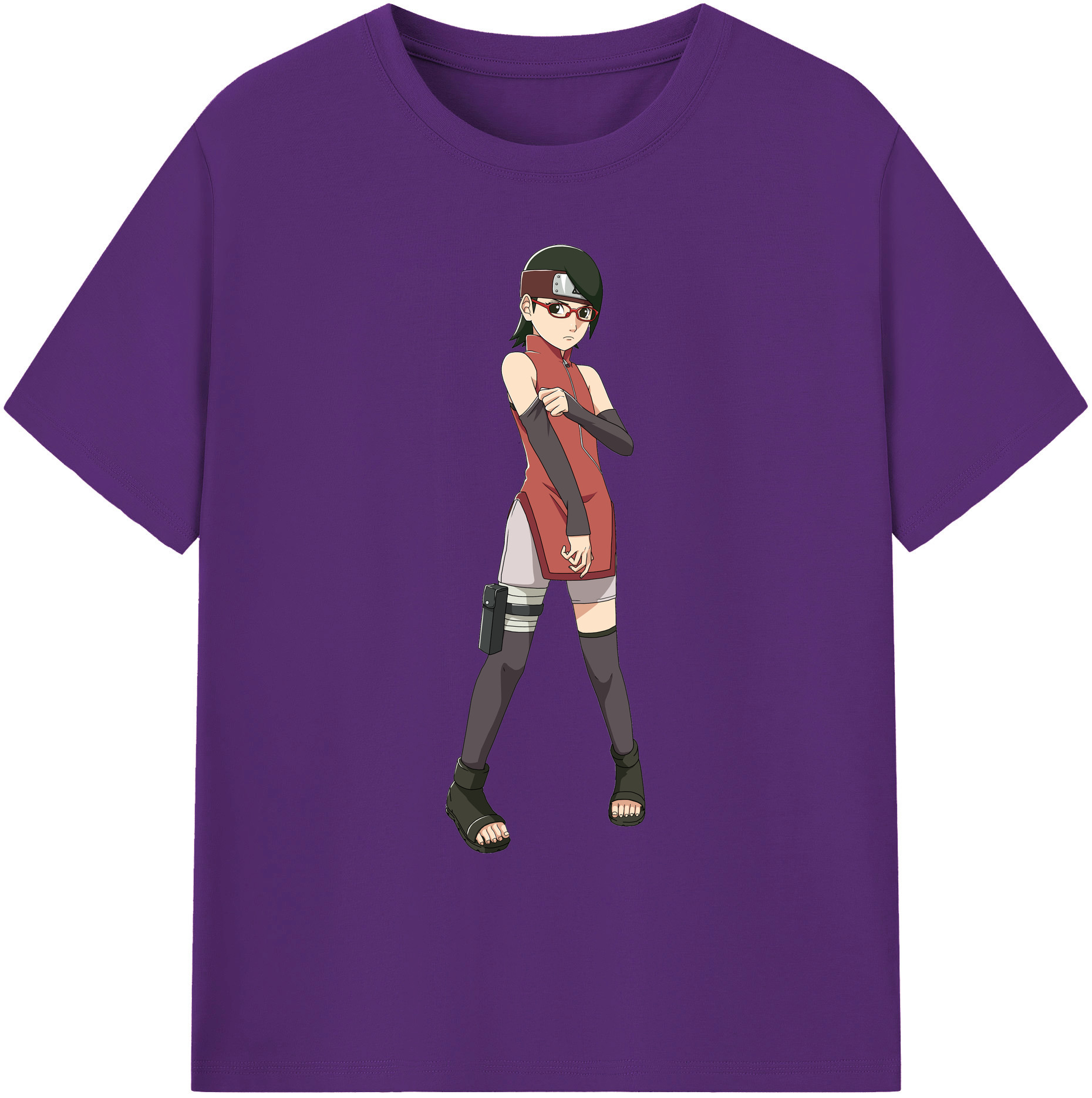 （画像用） NARUTO -ナルト- うちは サラダ Uchiha Sarada 綿100％ メンズ半袖Tシャツ｜肌触りやわらか＆通気性