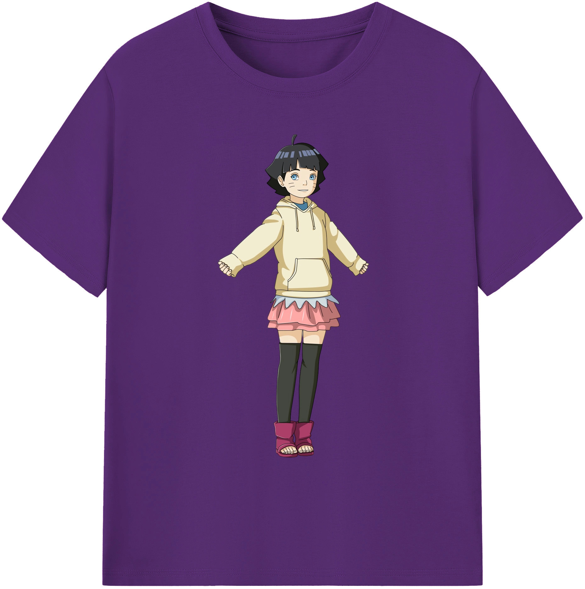 （画像用） NARUTO -ナルト- うずまき ヒマワリ Uzumaki Himawari 綿100％ メンズ半袖Tシャツ｜肌触りやわらか＆通気性