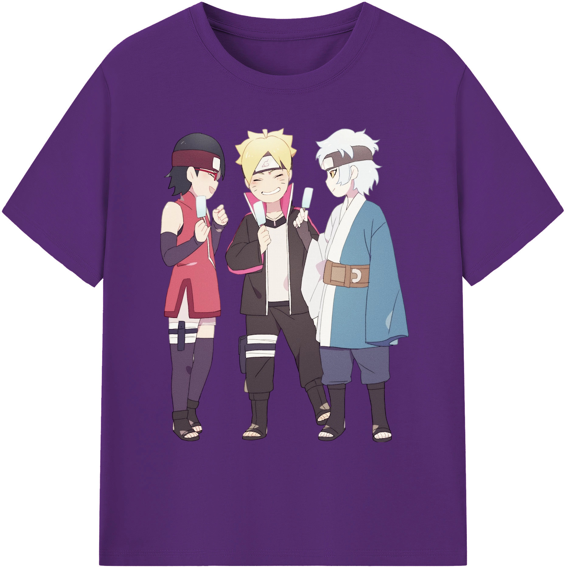 （画像用） NARUTO -ナルト- うちは サラダ Uchiha Sarada 綿100％ メンズ半袖Tシャツ｜肌触りやわらか＆通気性