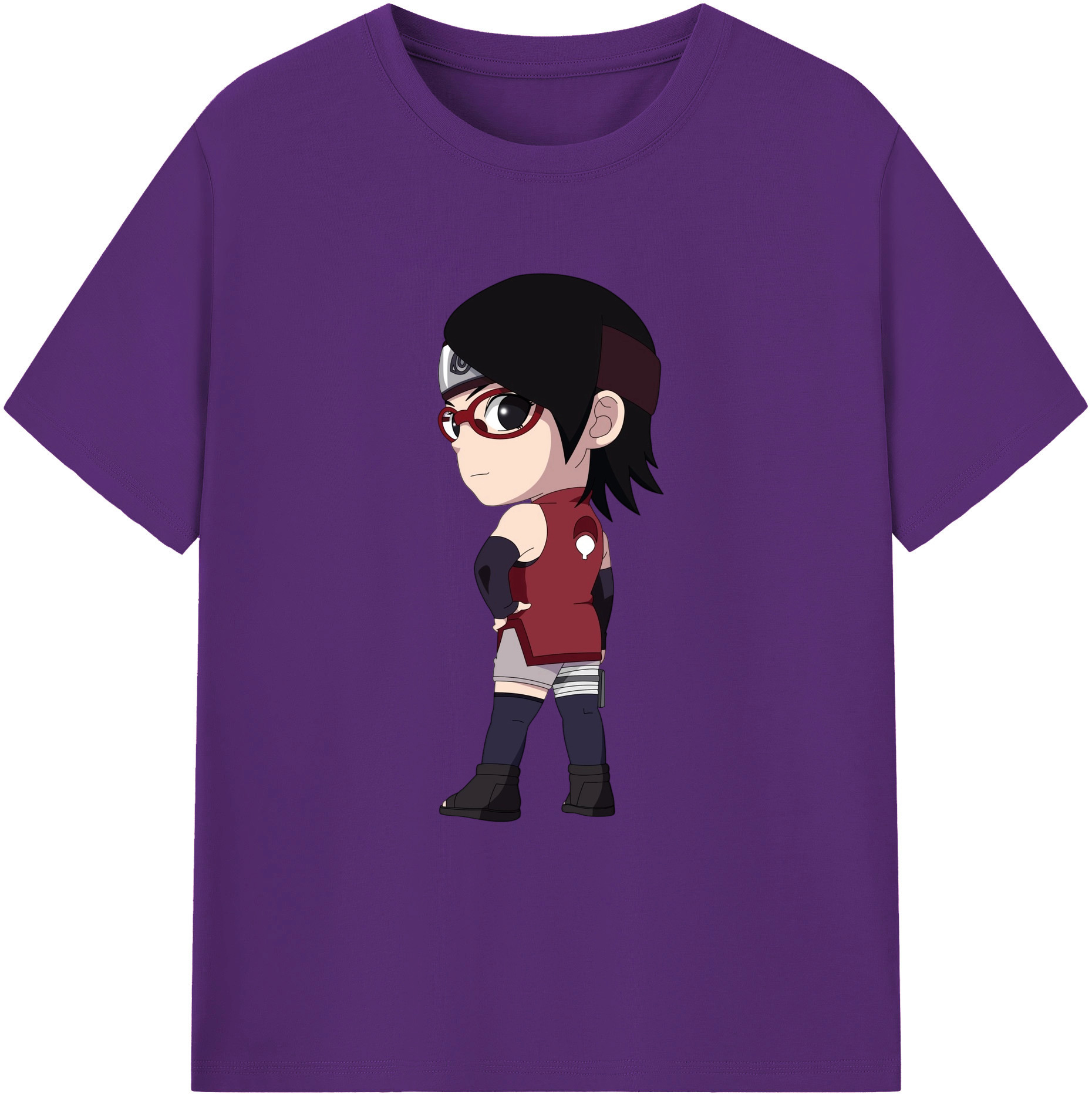 （画像用） NARUTO -ナルト- うちは サラダ Uchiha Sarada 綿100％ メンズ半袖Tシャツ｜肌触りやわらか＆通気性