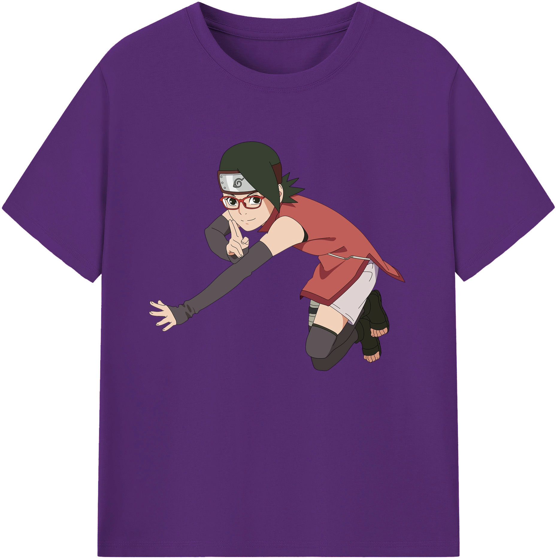 （画像用） NARUTO -ナルト- うちは サラダ Uchiha Sarada 綿100％ メンズ半袖Tシャツ｜肌触りやわらか＆通気性