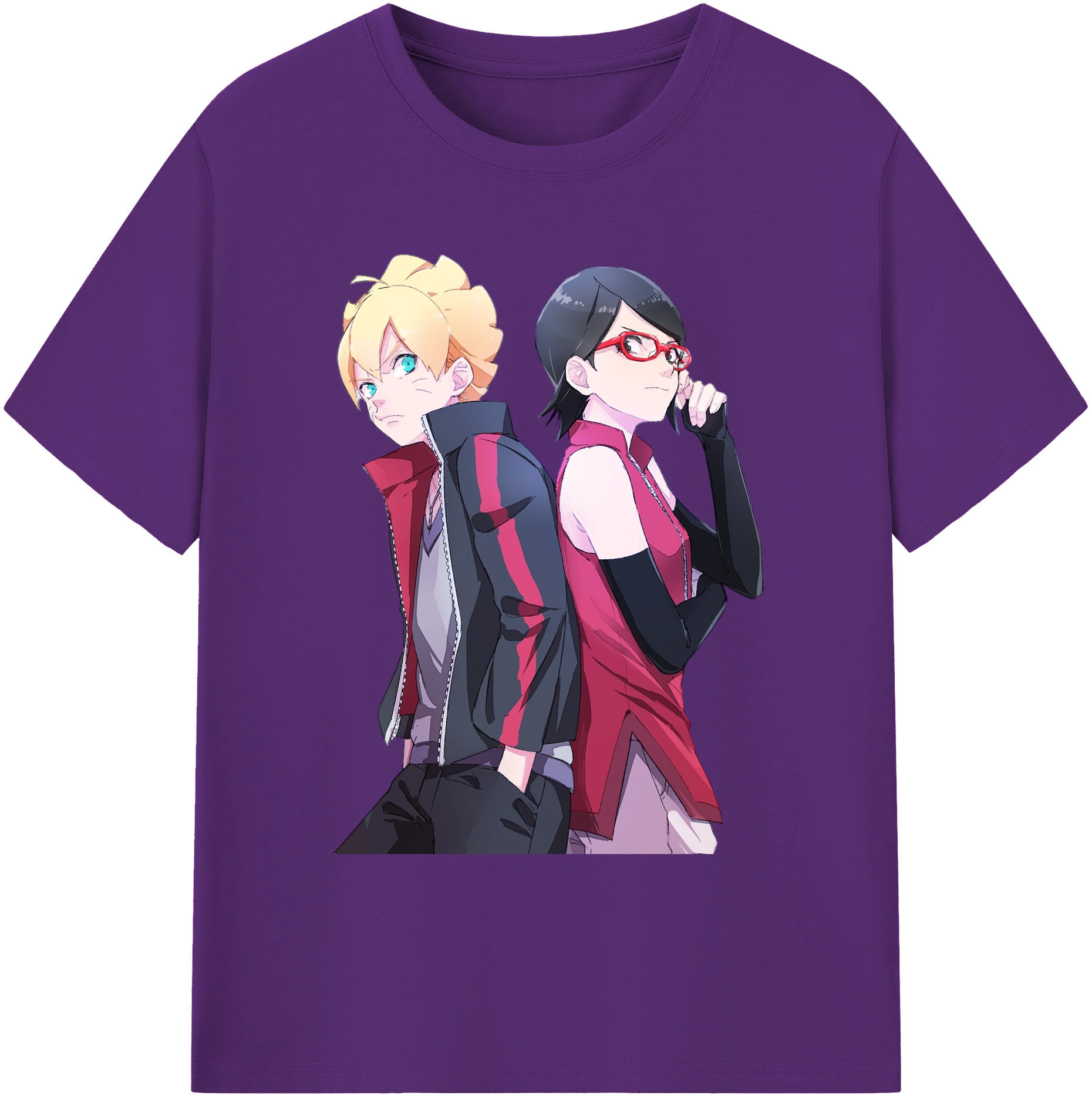 （画像用） NARUTO -ナルト- うちは サラダ Uchiha Sarada 綿100％ メンズ半袖Tシャツ｜肌触りやわらか＆通気性