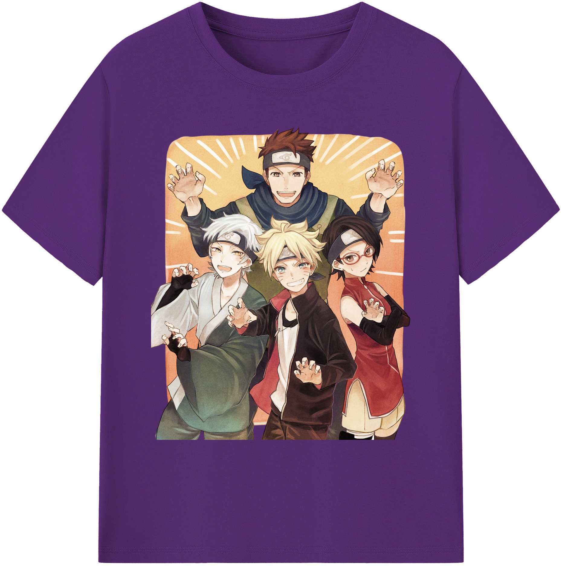 （画像用） NARUTO -ナルト- うちは サラダ Uchiha Sarada 綿100％ メンズ半袖Tシャツ｜肌触りやわらか＆通気性