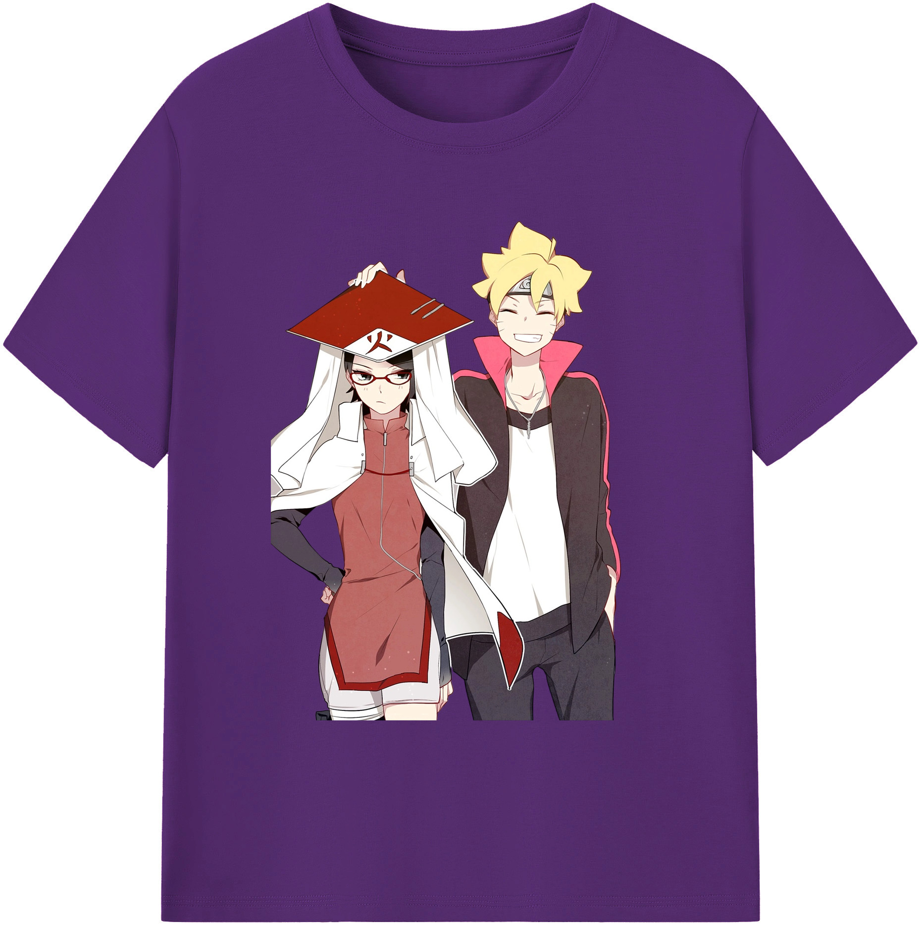 （画像用） NARUTO -ナルト- うちは サラダ Uchiha Sarada 綿100％ メンズ半袖Tシャツ｜肌触りやわらか＆通気性