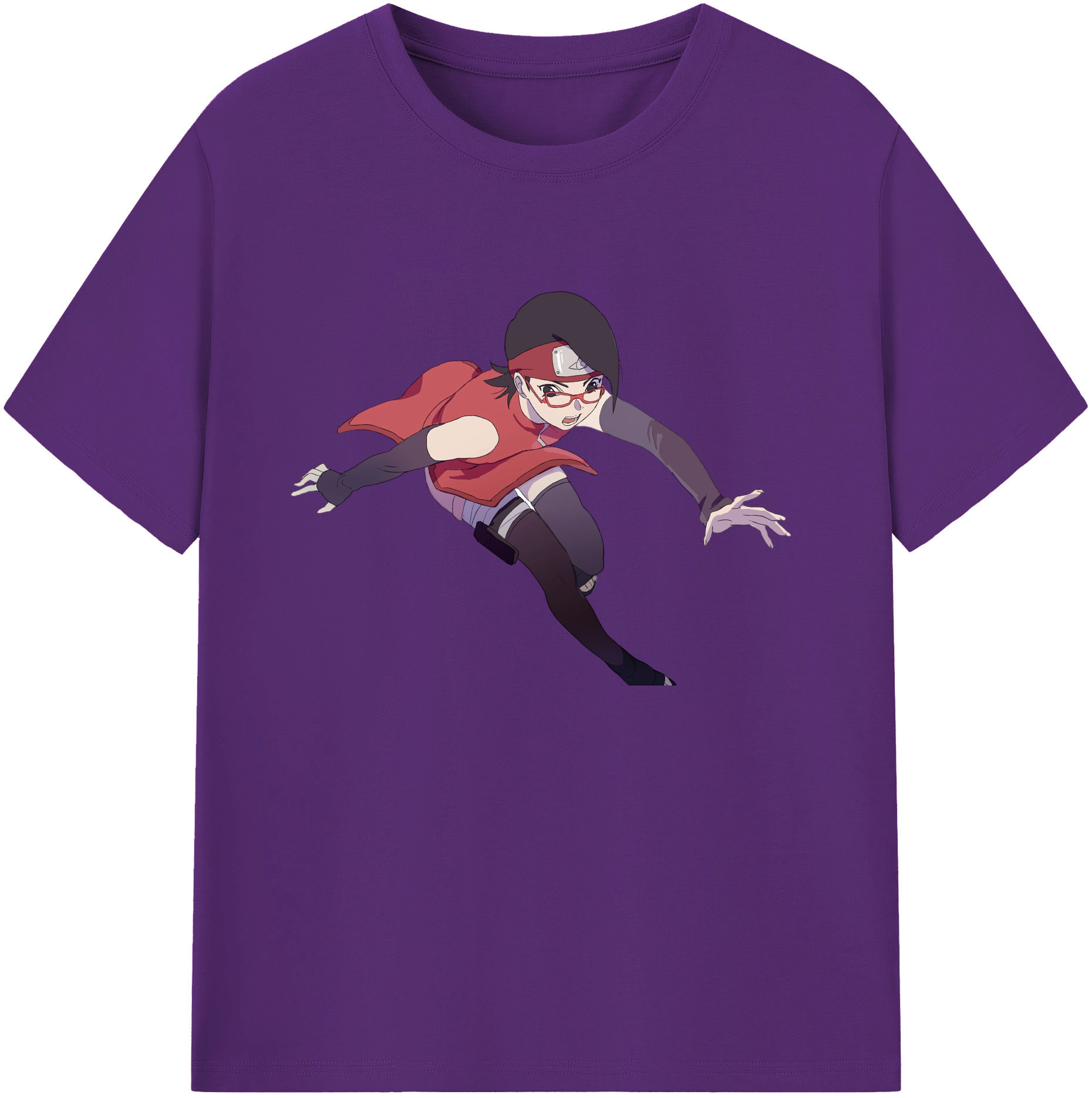 （画像用） NARUTO -ナルト- うちは サラダ Uchiha Sarada 綿100％ メンズ半袖Tシャツ｜肌触りやわらか＆通気性
