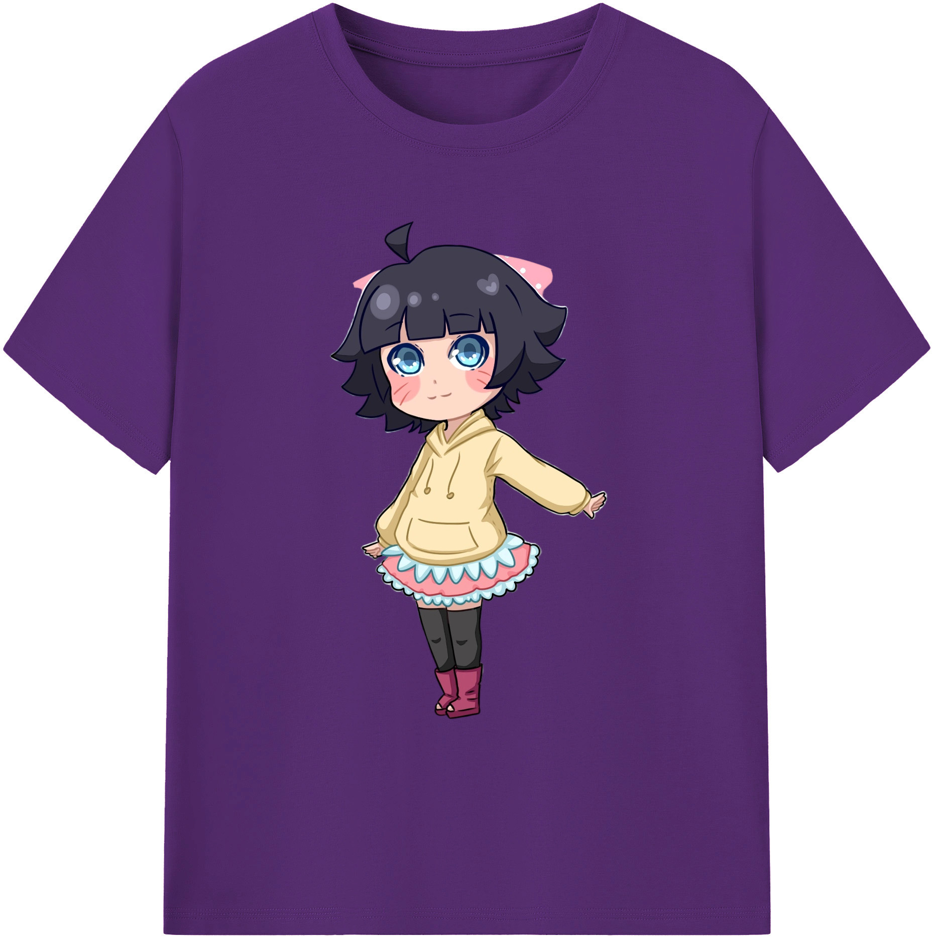 （画像用） NARUTO -ナルト- うずまき ヒマワリ Uzumaki Himawari 綿100％ メンズ半袖Tシャツ｜肌触りやわらか＆通気性
