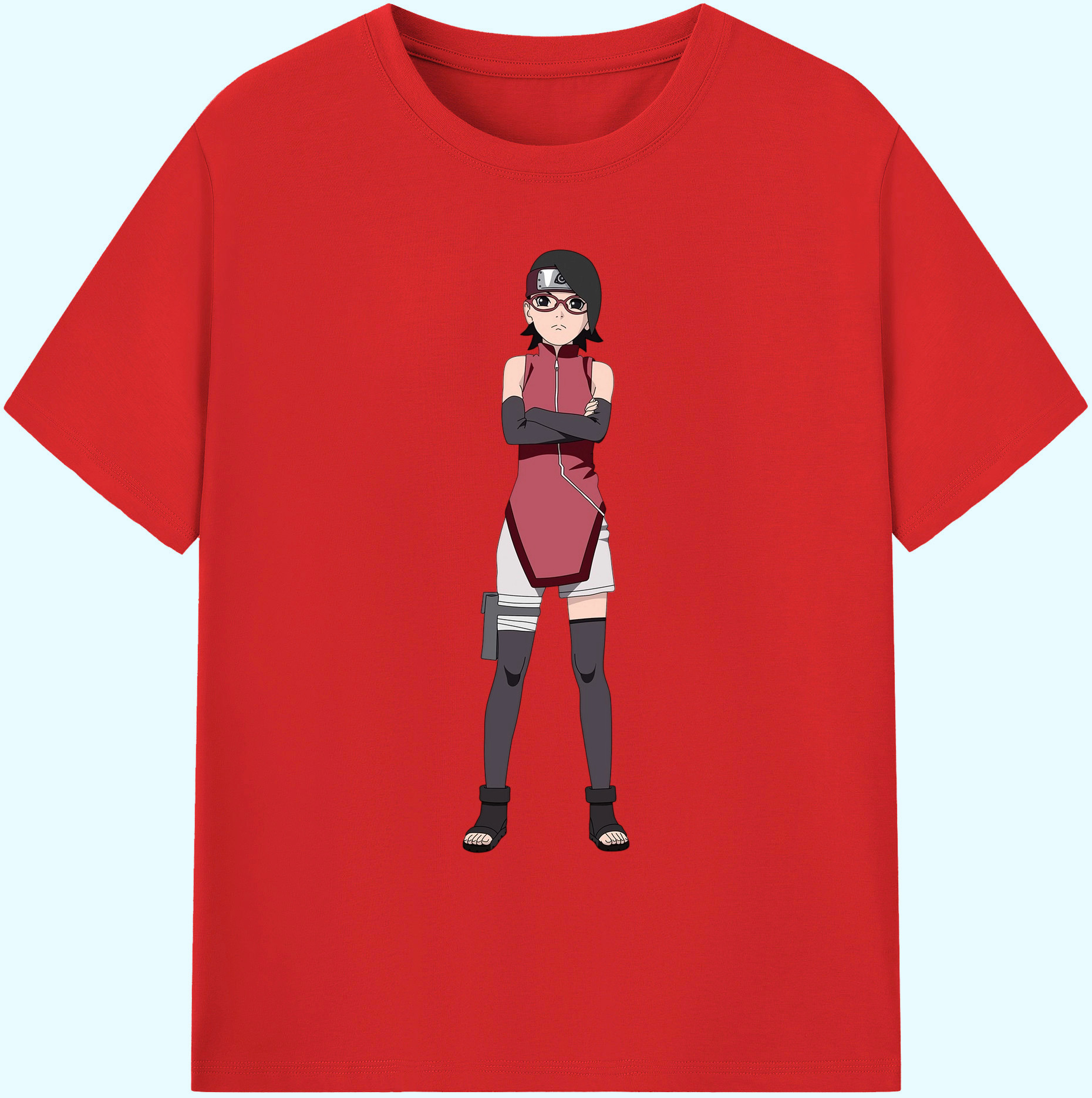 （画像用） NARUTO -ナルト- うちは サラダ Uchiha Sarada 綿100％ メンズ半袖Tシャツ｜肌触りやわらか＆通気性