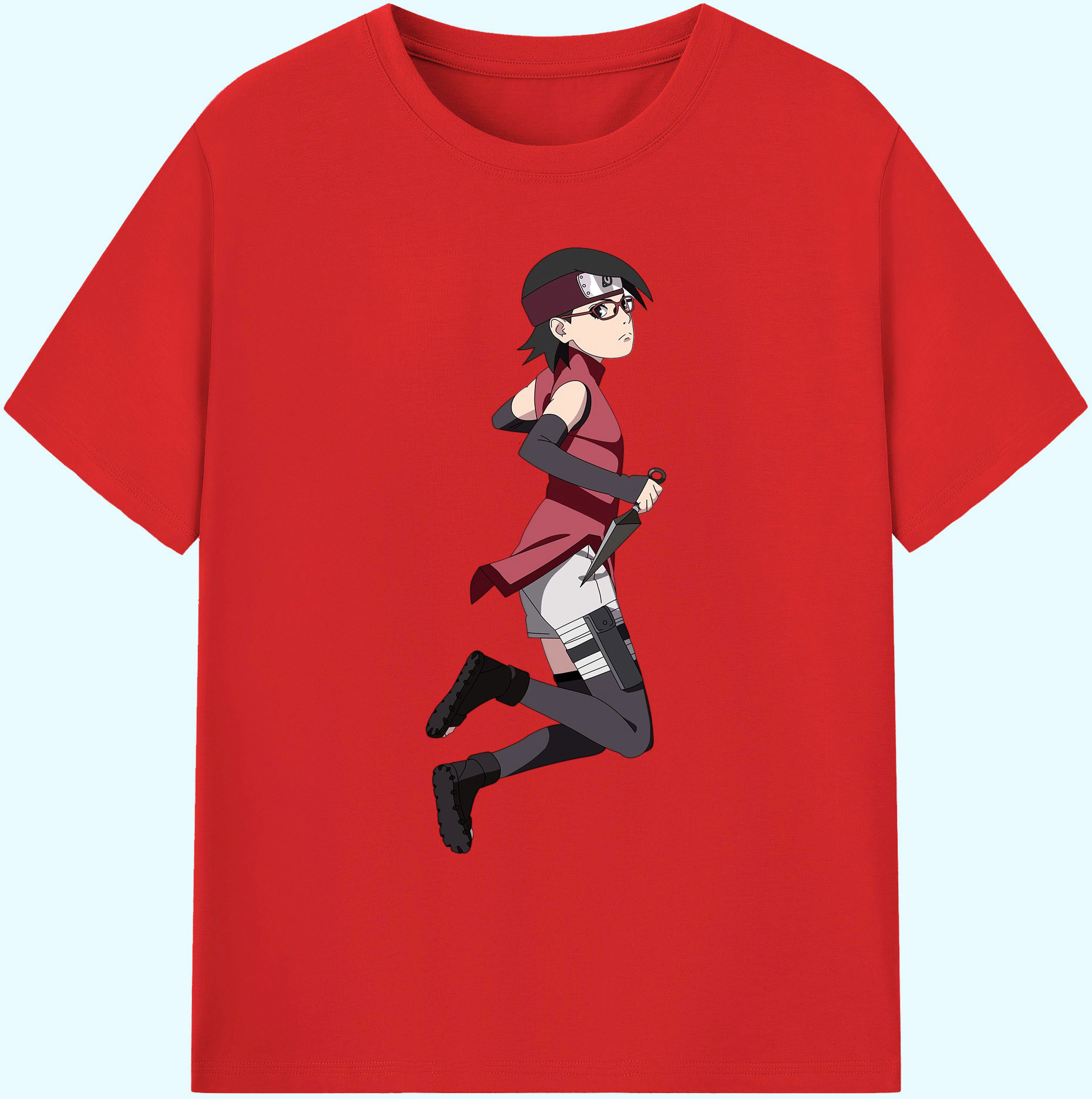 （画像用） NARUTO -ナルト- うちは サラダ Uchiha Sarada 綿100％ メンズ半袖Tシャツ｜肌触りやわらか＆通気性