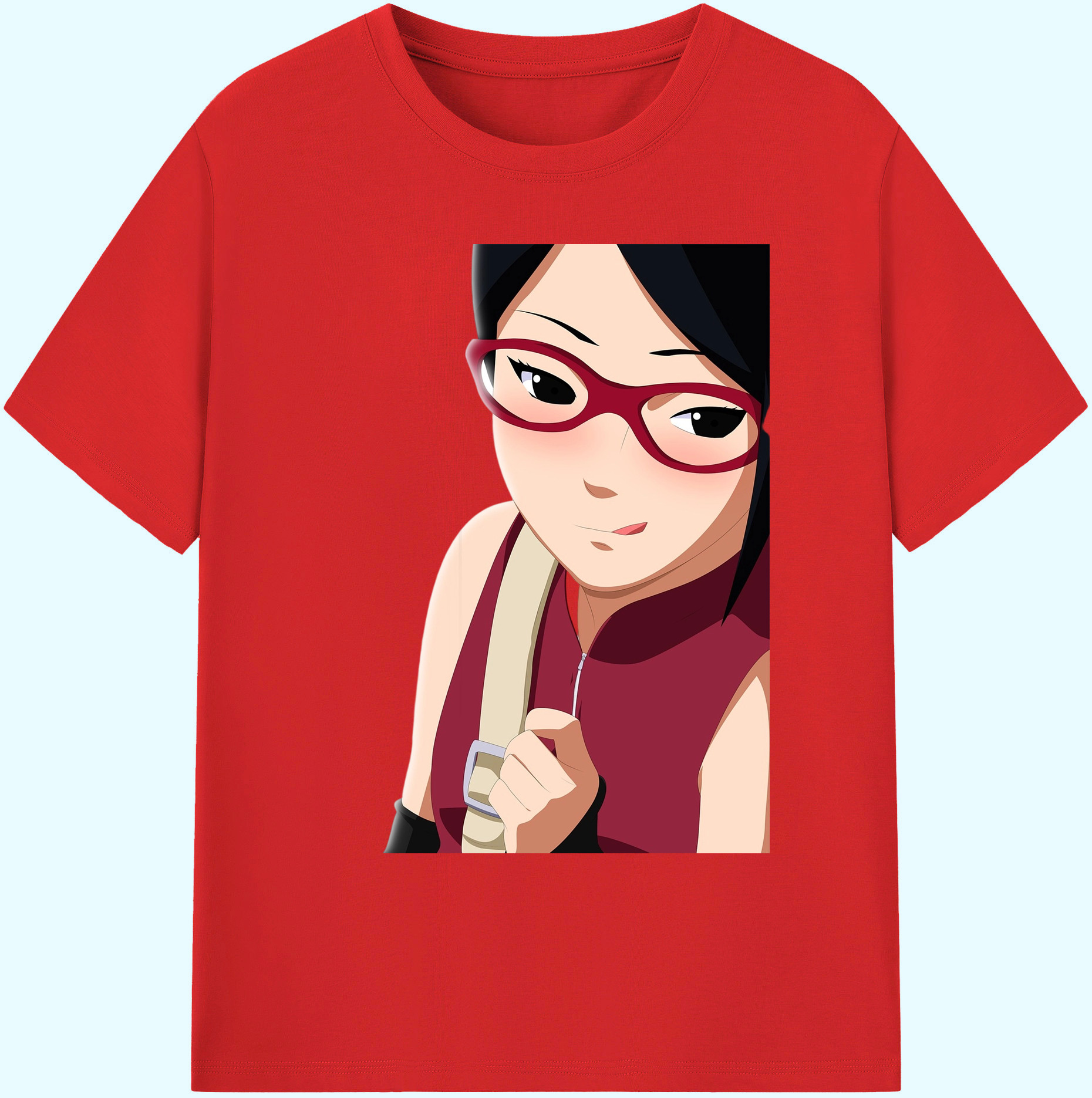 （画像用） NARUTO -ナルト- うちは サラダ Uchiha Sarada 綿100％ メンズ半袖Tシャツ｜肌触りやわらか＆通気性