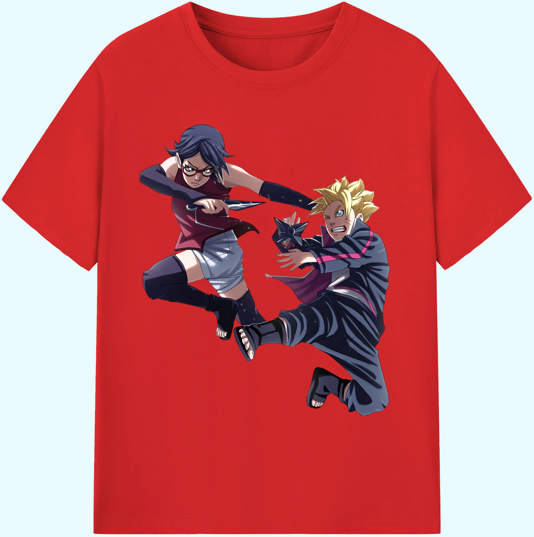 （画像用） NARUTO -ナルト- うちは サラダ Uchiha Sarada 綿100％ メンズ半袖Tシャツ｜肌触りやわらか＆通気性
