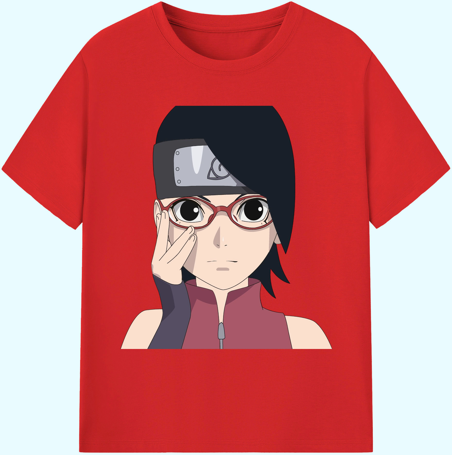 （画像用） NARUTO -ナルト- うちは サラダ Uchiha Sarada 綿100％ メンズ半袖Tシャツ｜肌触りやわらか＆通気性