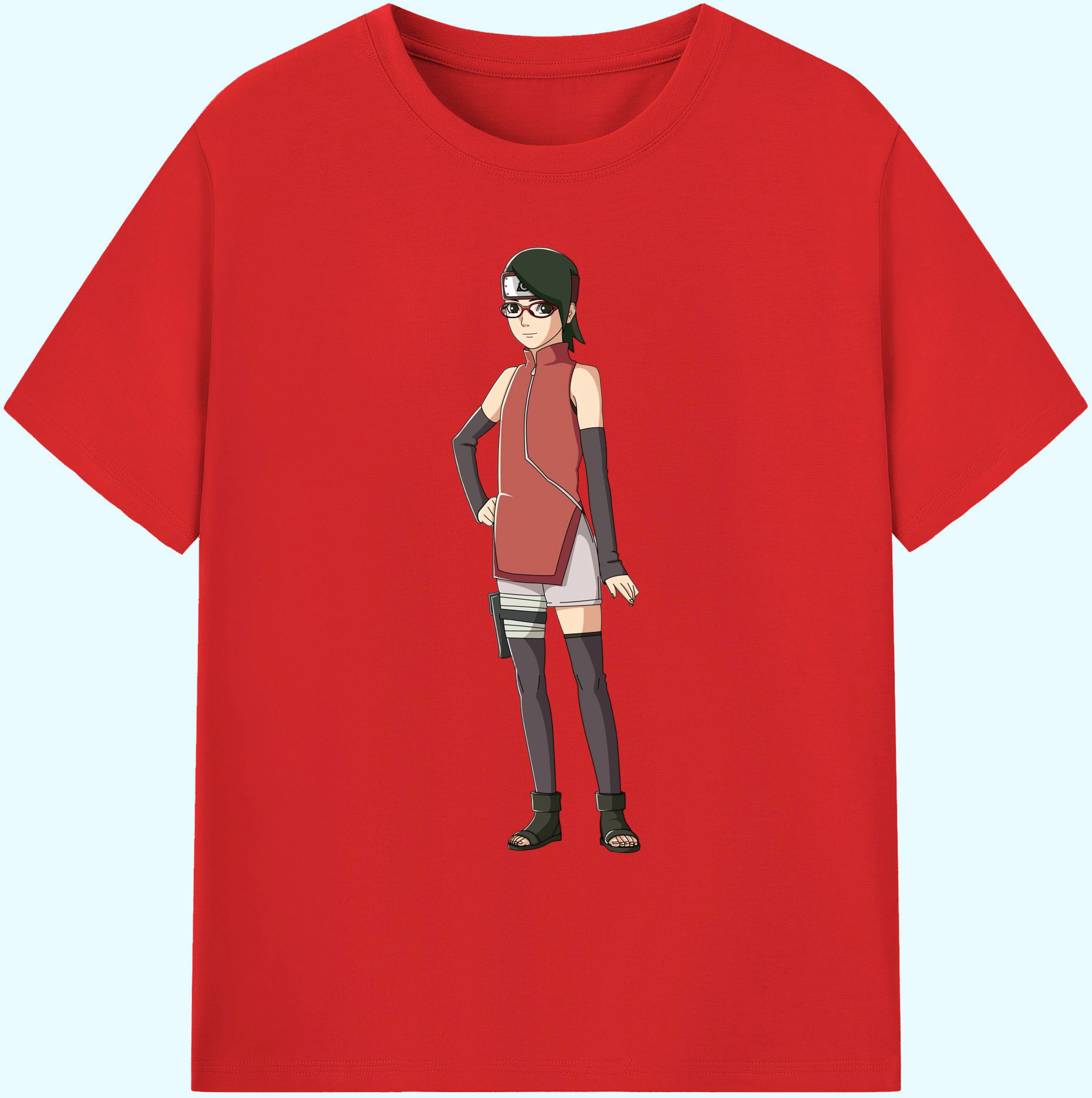 （画像用） NARUTO -ナルト- うちは サラダ Uchiha Sarada 綿100％ メンズ半袖Tシャツ｜肌触りやわらか＆通気性