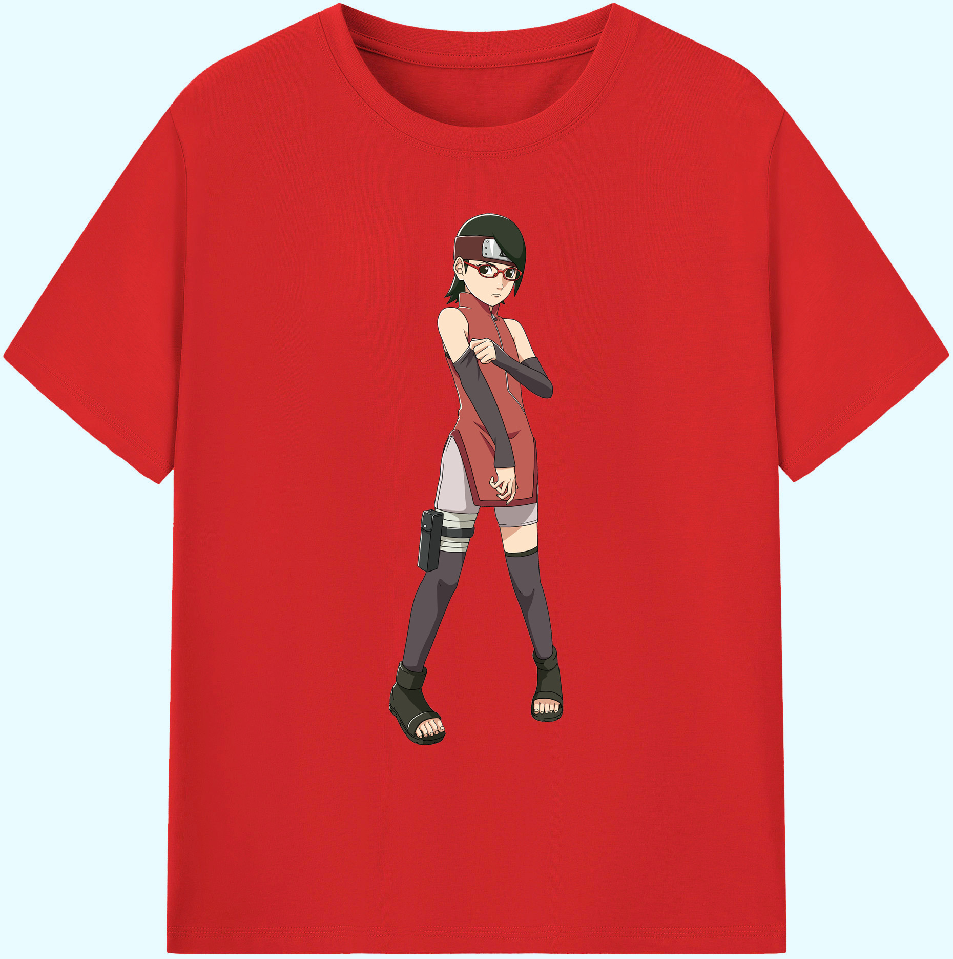 （画像用） NARUTO -ナルト- うちは サラダ Uchiha Sarada 綿100％ メンズ半袖Tシャツ｜肌触りやわらか＆通気性