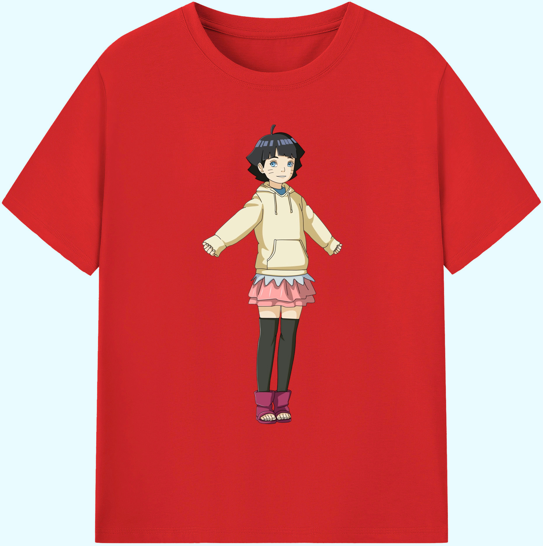 （画像用） NARUTO -ナルト- うずまき ヒマワリ Uzumaki Himawari 綿100％ メンズ半袖Tシャツ｜肌触りやわらか＆通気性