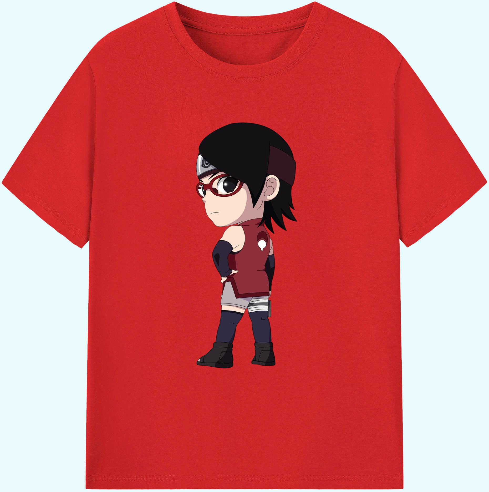 （画像用） NARUTO -ナルト- うちは サラダ Uchiha Sarada 綿100％ メンズ半袖Tシャツ｜肌触りやわらか＆通気性