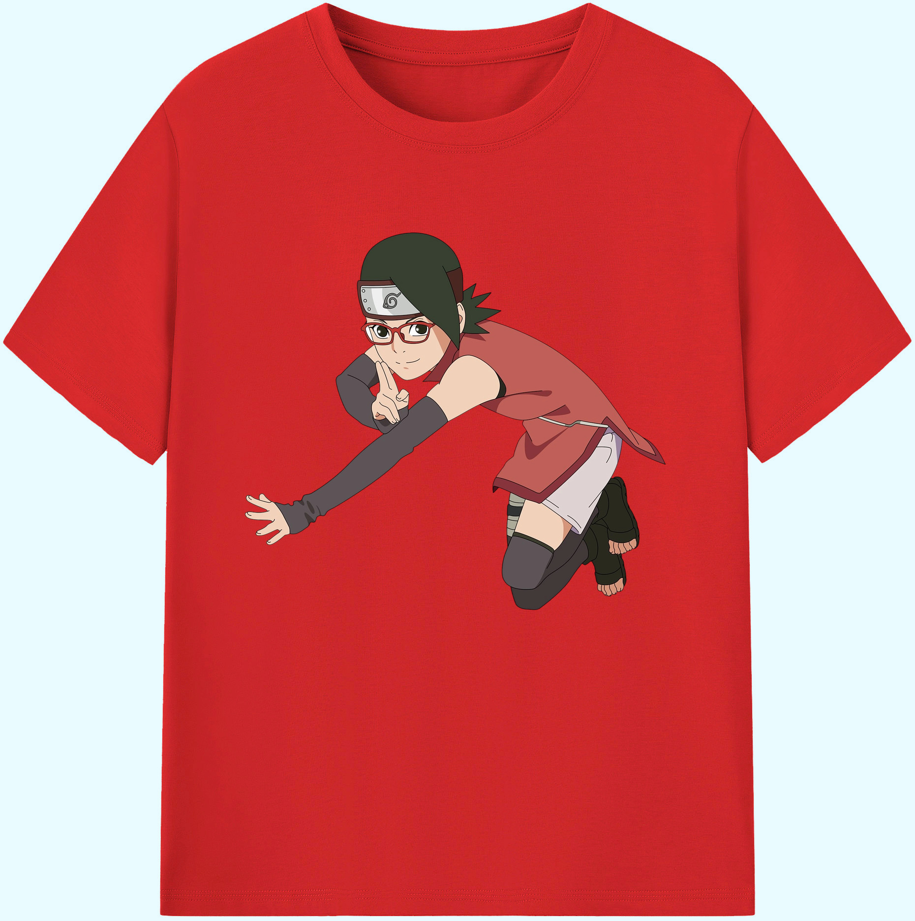 （画像用） NARUTO -ナルト- うちは サラダ Uchiha Sarada 綿100％ メンズ半袖Tシャツ｜肌触りやわらか＆通気性