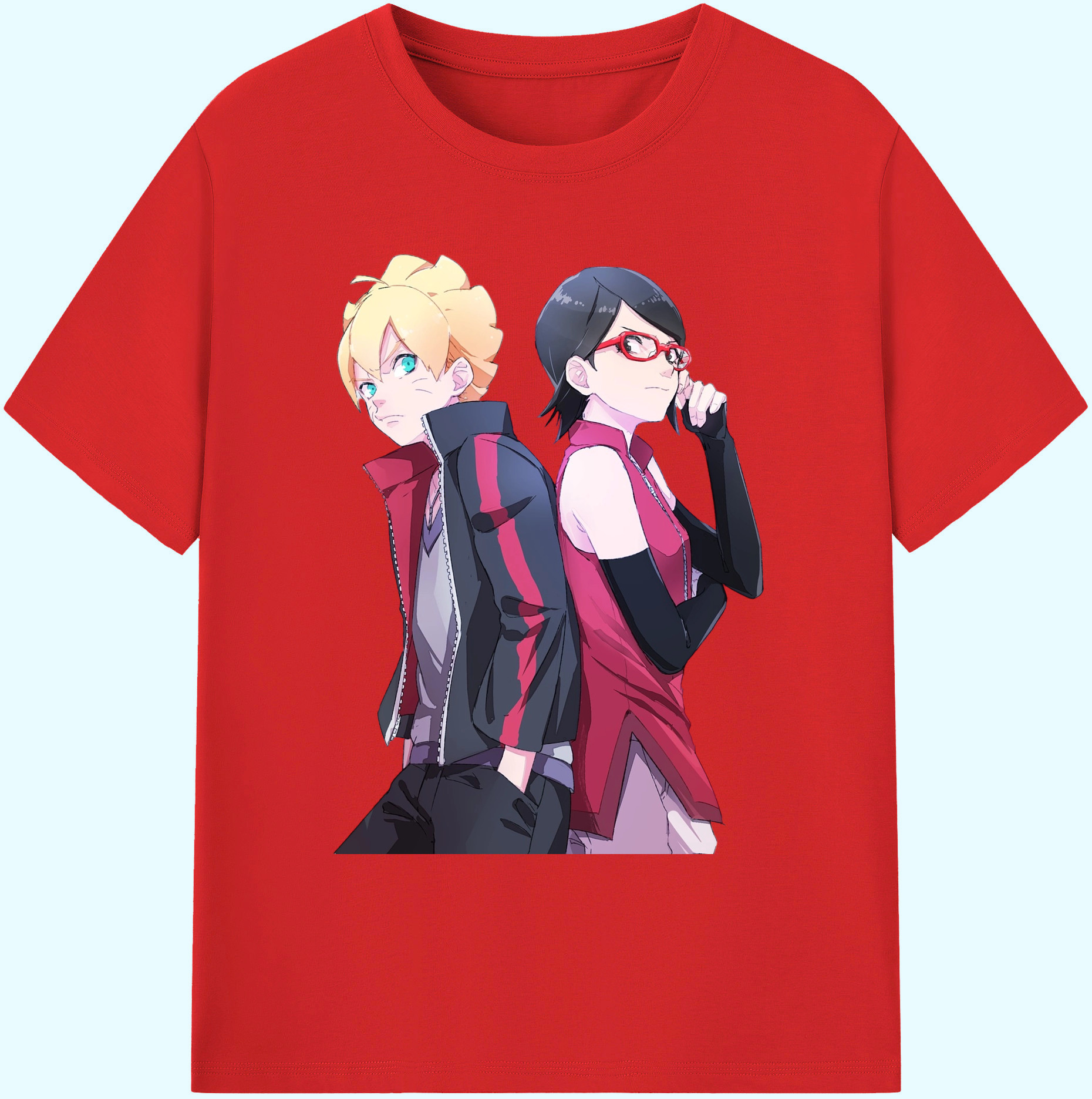 （画像用） NARUTO -ナルト- うちは サラダ Uchiha Sarada 綿100％ メンズ半袖Tシャツ｜肌触りやわらか＆通気性