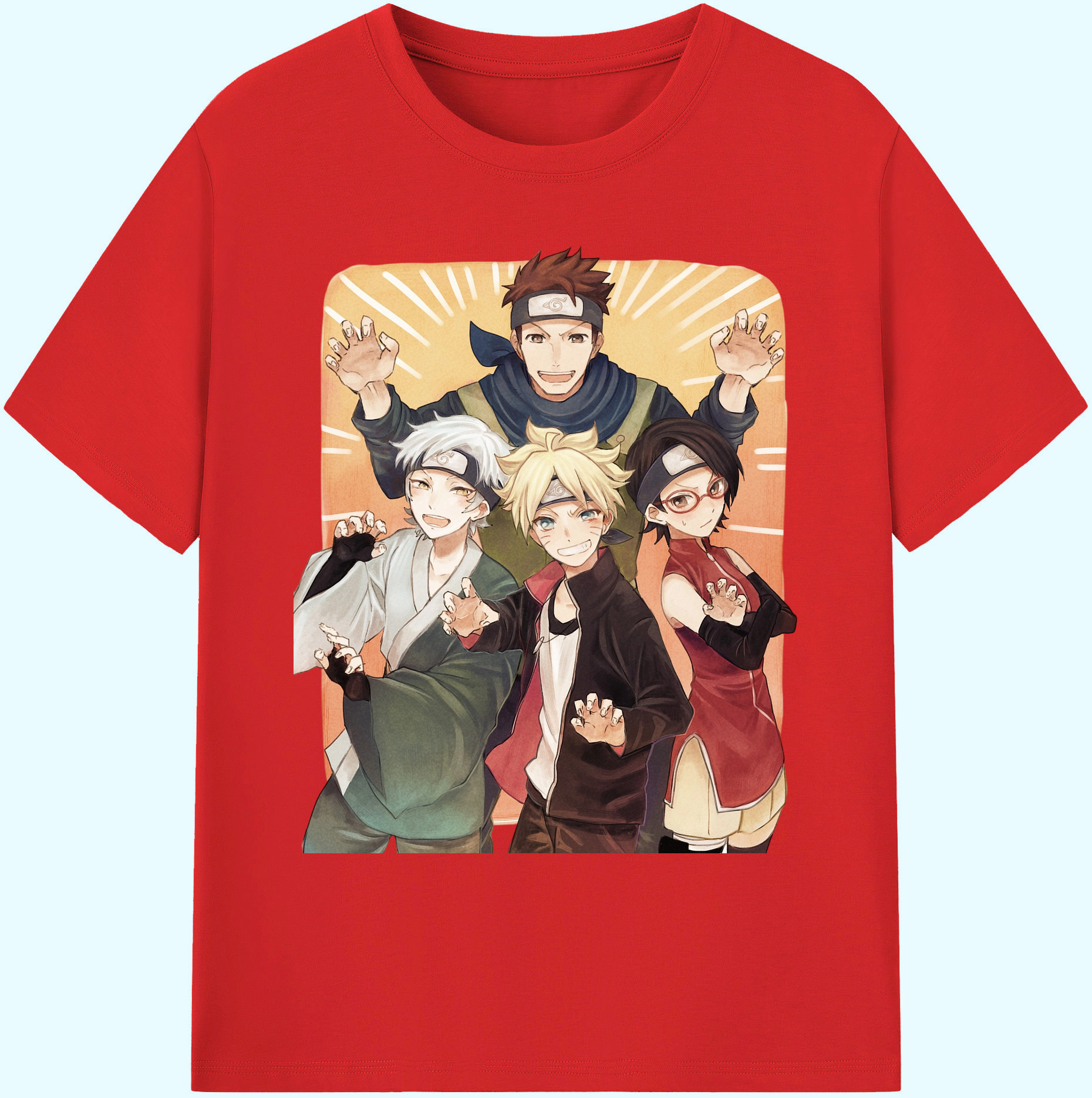 （画像用） NARUTO -ナルト- うちは サラダ Uchiha Sarada 綿100％ メンズ半袖Tシャツ｜肌触りやわらか＆通気性