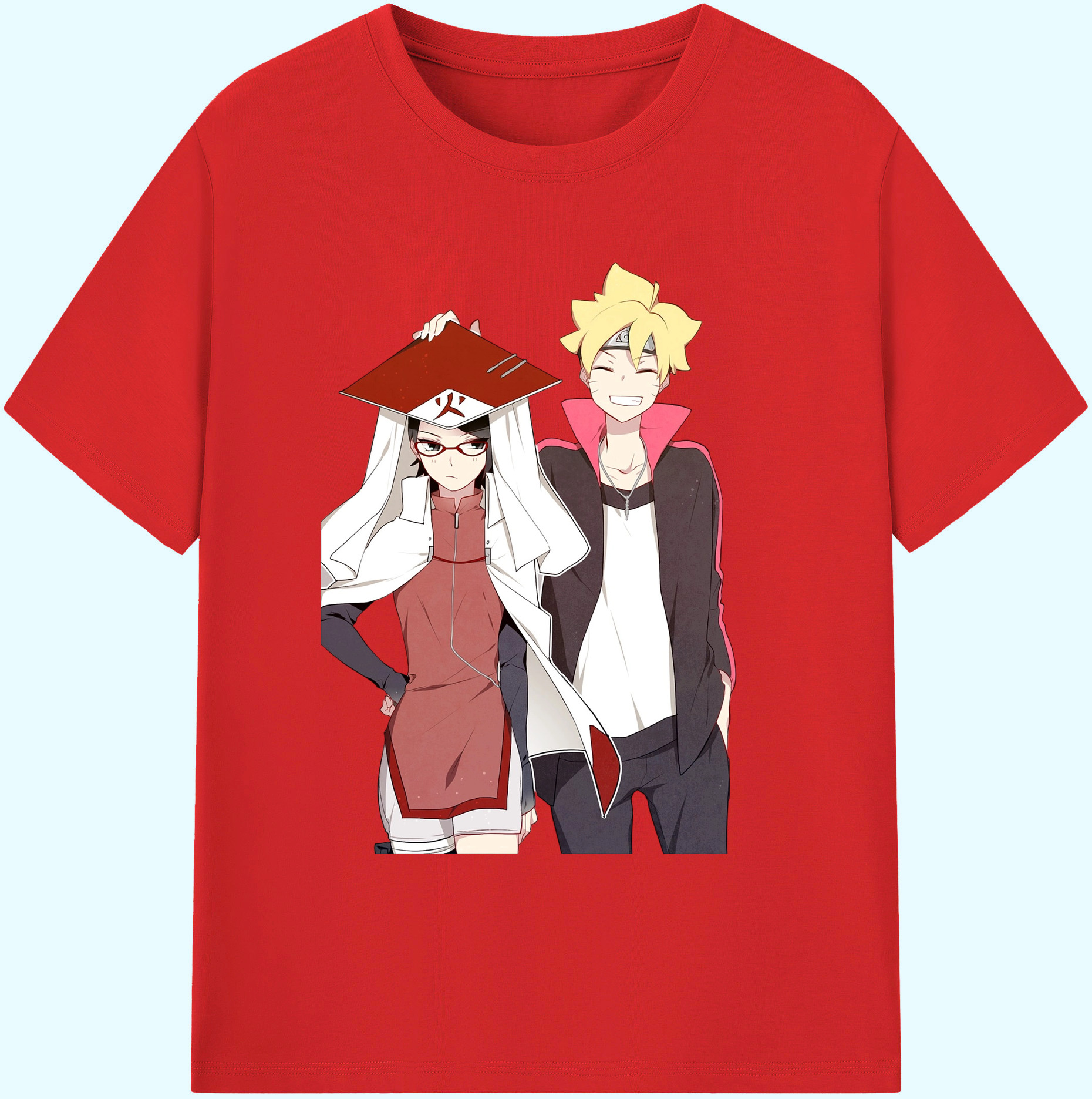 （画像用） NARUTO -ナルト- うちは サラダ Uchiha Sarada 綿100％ メンズ半袖Tシャツ｜肌触りやわらか＆通気性