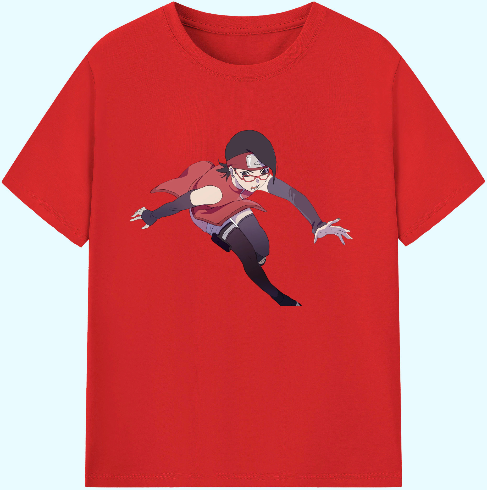 （画像用） NARUTO -ナルト- うちは サラダ Uchiha Sarada 綿100％ メンズ半袖Tシャツ｜肌触りやわらか＆通気性