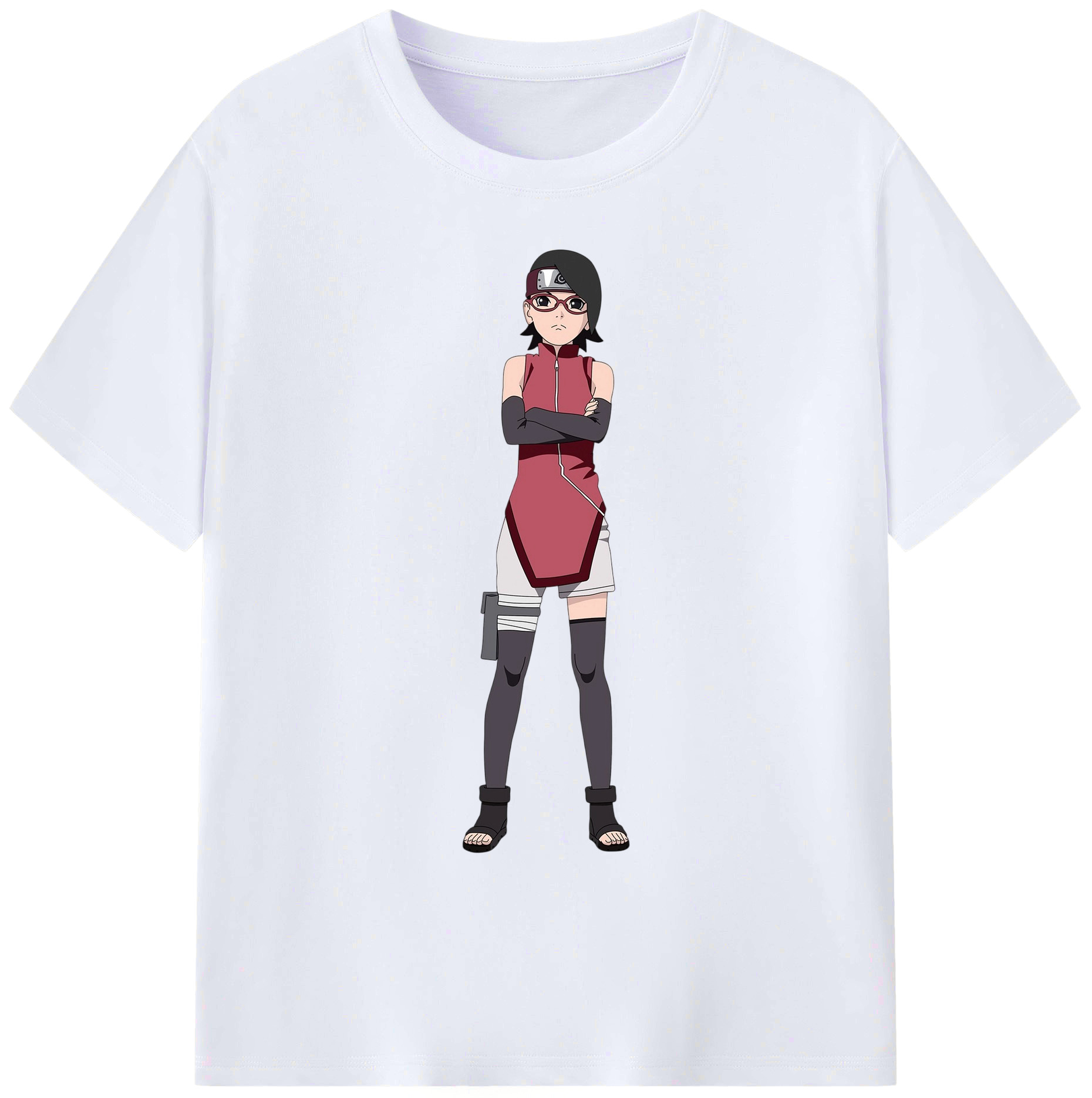 （画像用） NARUTO -ナルト- うちは サラダ Uchiha Sarada 綿100％ メンズ半袖Tシャツ｜肌触りやわらか＆通気性