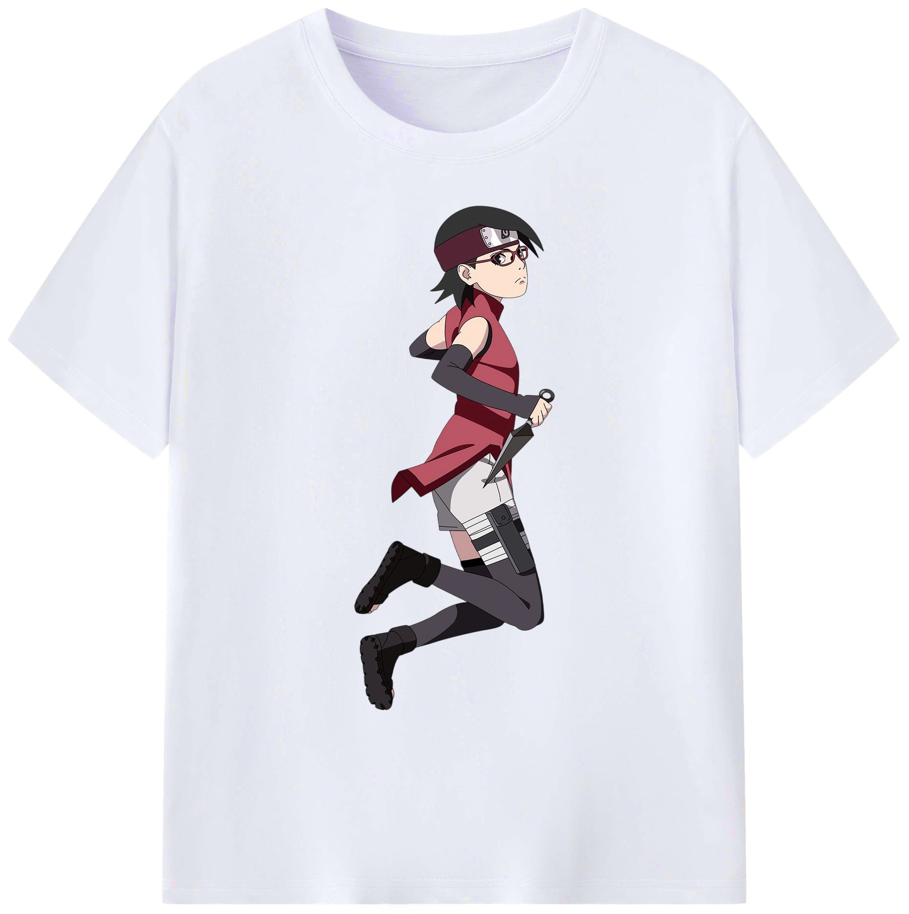 （画像用） NARUTO -ナルト- うちは サラダ Uchiha Sarada 綿100％ メンズ半袖Tシャツ｜肌触りやわらか＆通気性