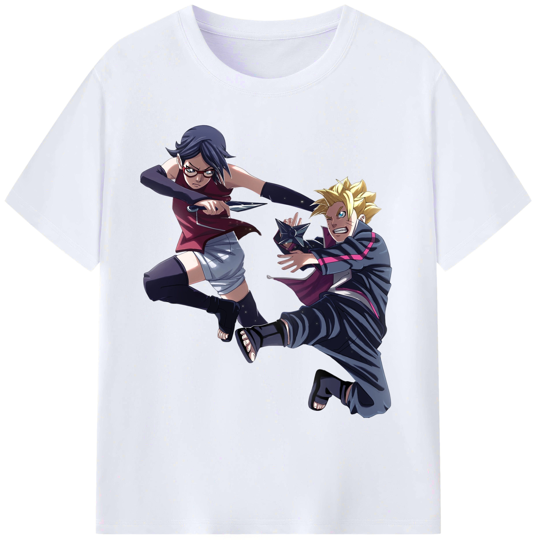 （画像用） NARUTO -ナルト- うちは サラダ Uchiha Sarada 綿100％ メンズ半袖Tシャツ｜肌触りやわらか＆通気性