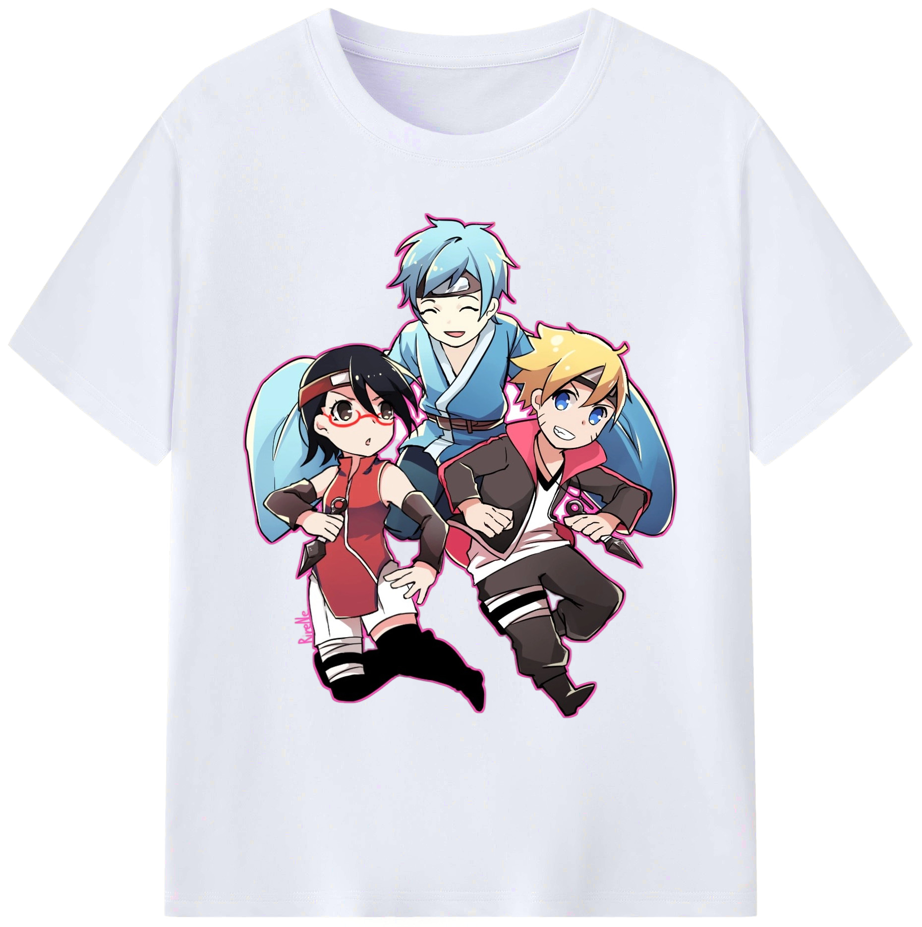 （画像用） NARUTO -ナルト- うちは サラダ Uchiha Sarada 綿100％ メンズ半袖Tシャツ｜肌触りやわらか＆通気性