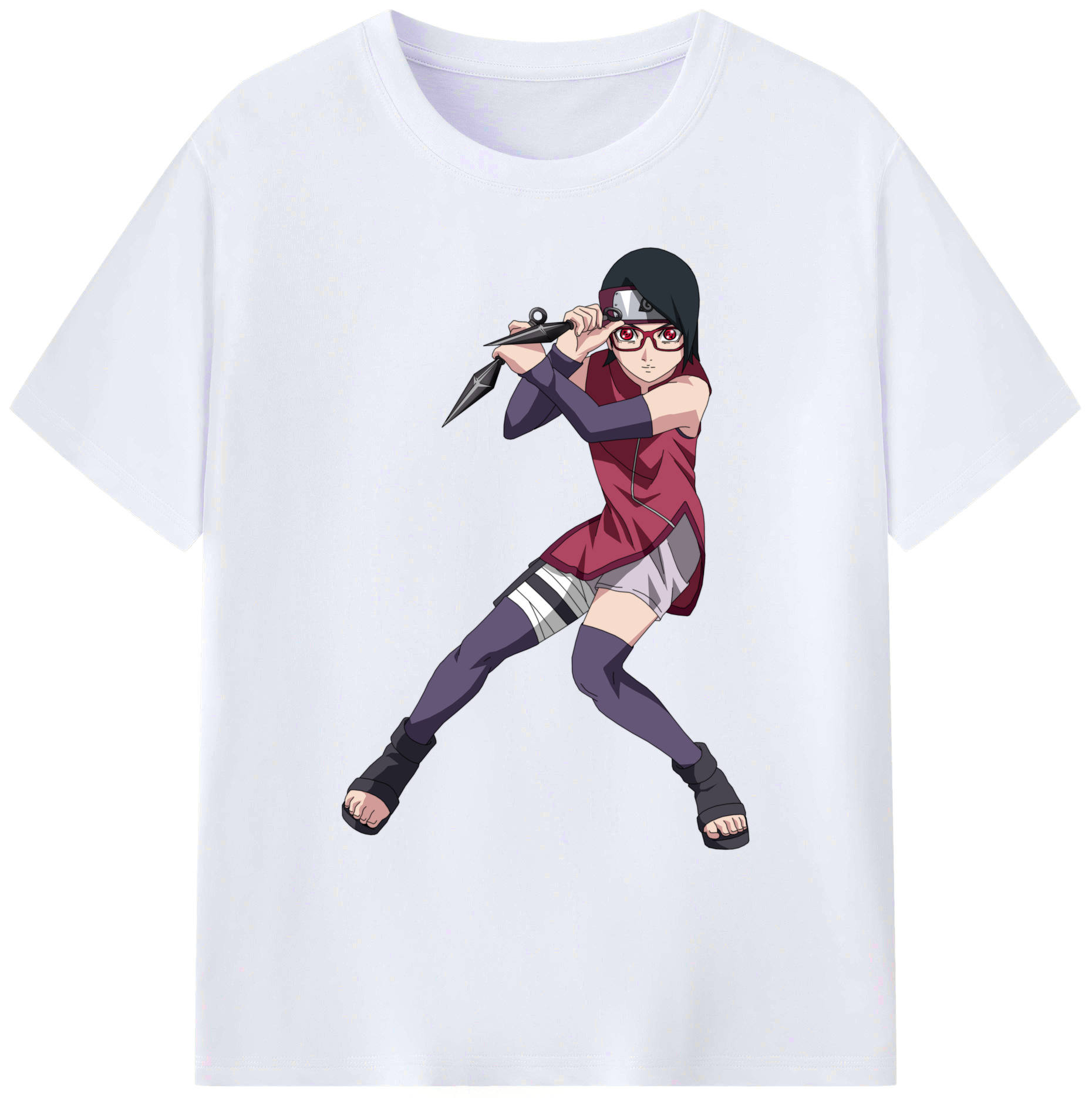 （画像用） NARUTO -ナルト- うちは サラダ Uchiha Sarada 綿100％ メンズ半袖Tシャツ｜肌触りやわらか＆通気性
