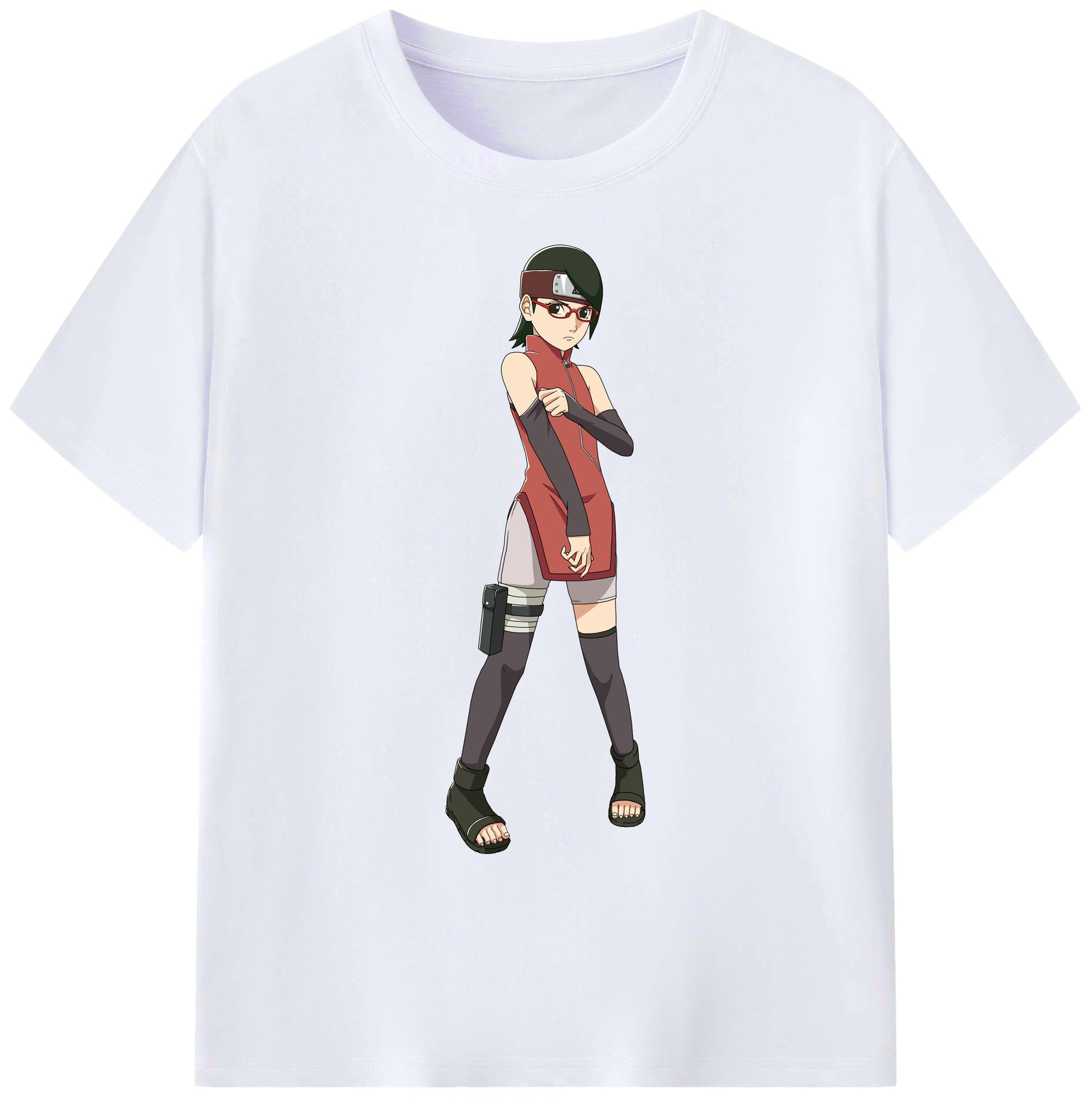 （画像用） NARUTO -ナルト- うちは サラダ Uchiha Sarada 綿100％ メンズ半袖Tシャツ｜肌触りやわらか＆通気性