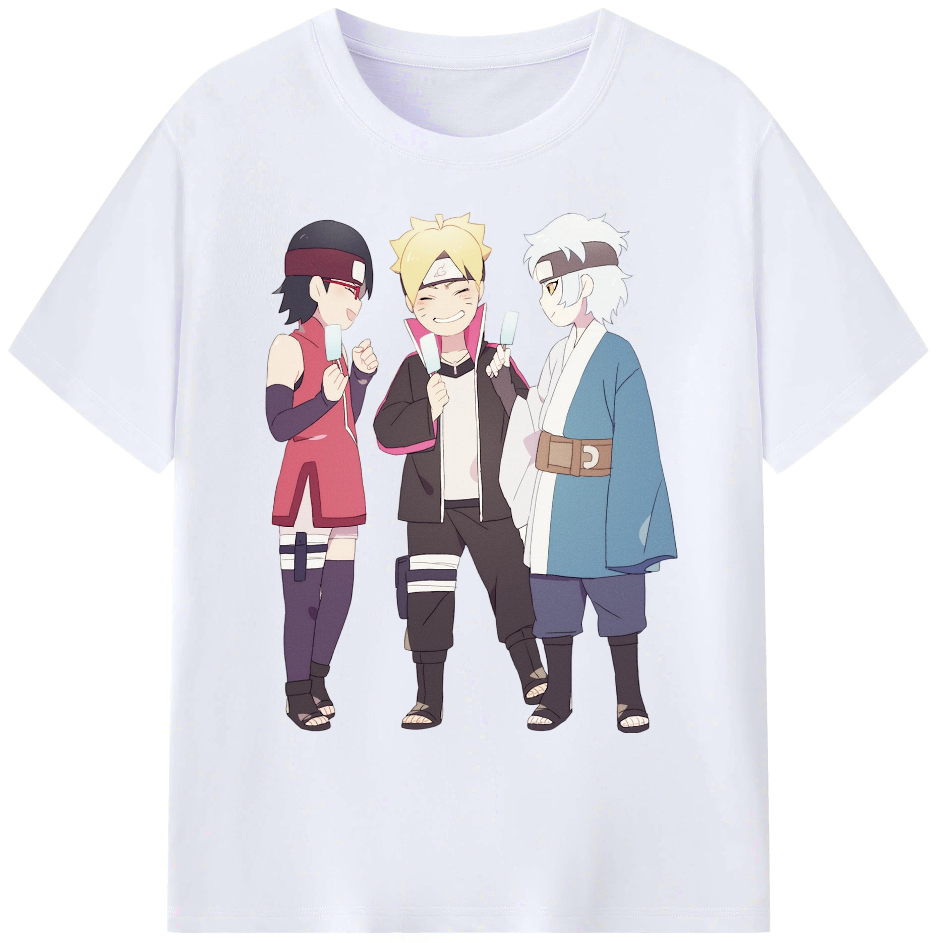 （画像用） NARUTO -ナルト- うちは サラダ Uchiha Sarada 綿100％ メンズ半袖Tシャツ｜肌触りやわらか＆通気性