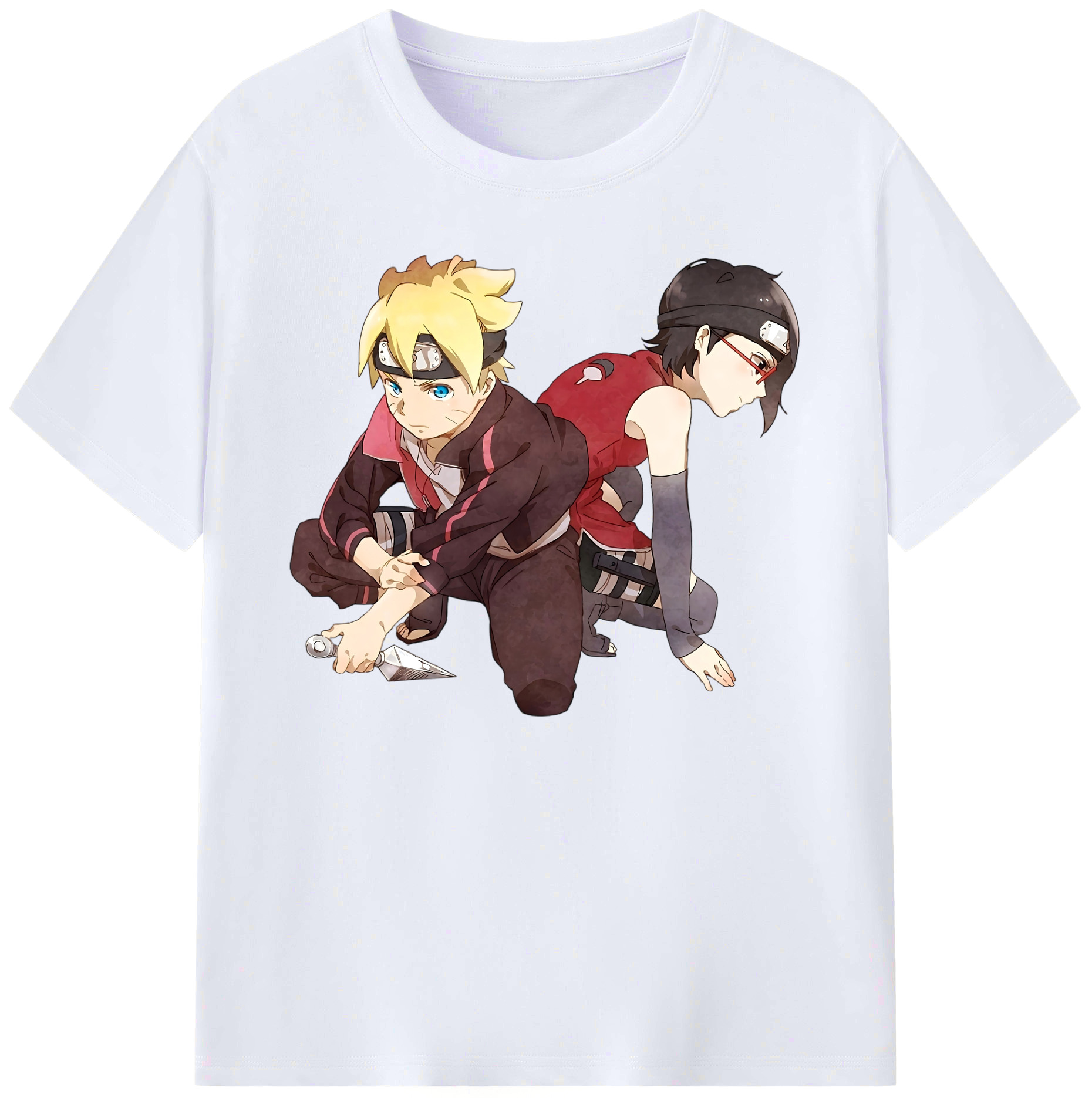 （画像用） NARUTO -ナルト- うちは サラダ Uchiha Sarada 綿100％ メンズ半袖Tシャツ｜肌触りやわらか＆通気性