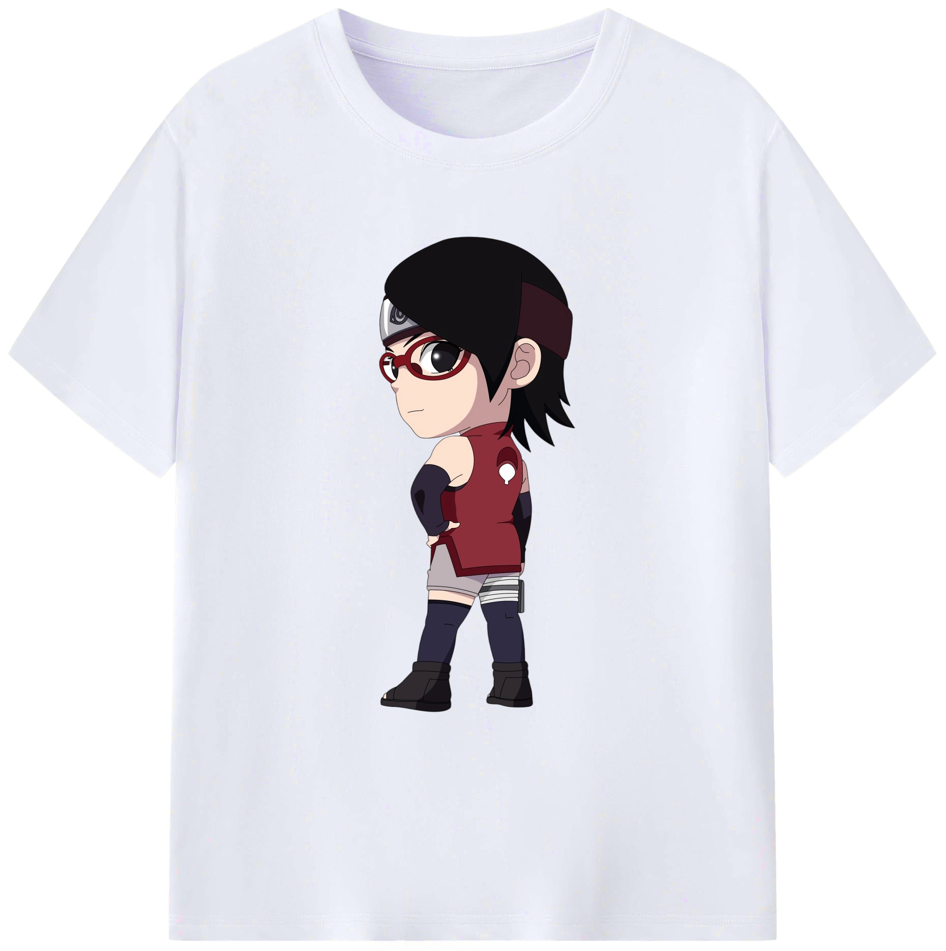 （画像用） NARUTO -ナルト- うちは サラダ Uchiha Sarada 綿100％ メンズ半袖Tシャツ｜肌触りやわらか＆通気性