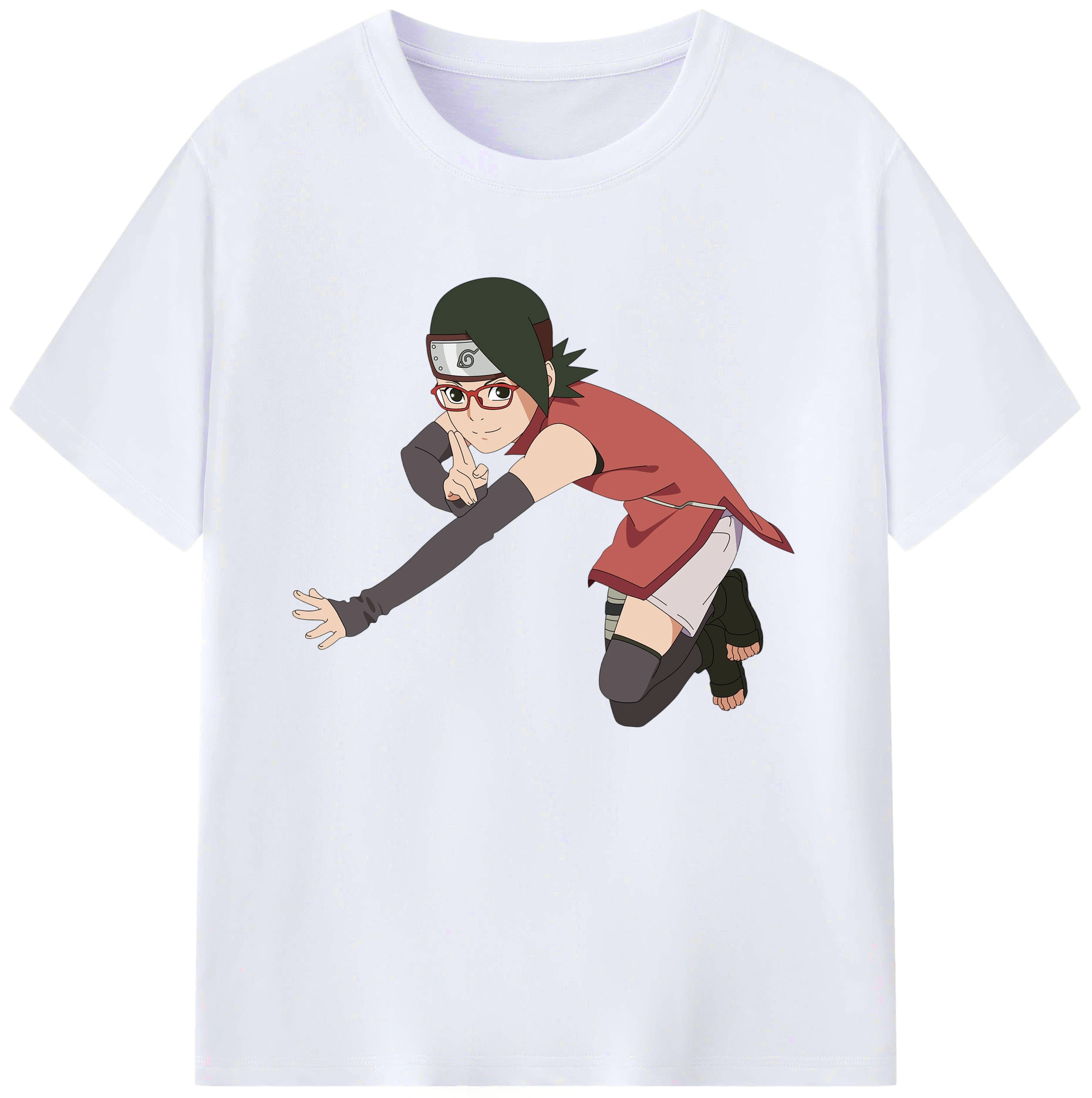 （画像用） NARUTO -ナルト- うちは サラダ Uchiha Sarada 綿100％ メンズ半袖Tシャツ｜肌触りやわらか＆通気性