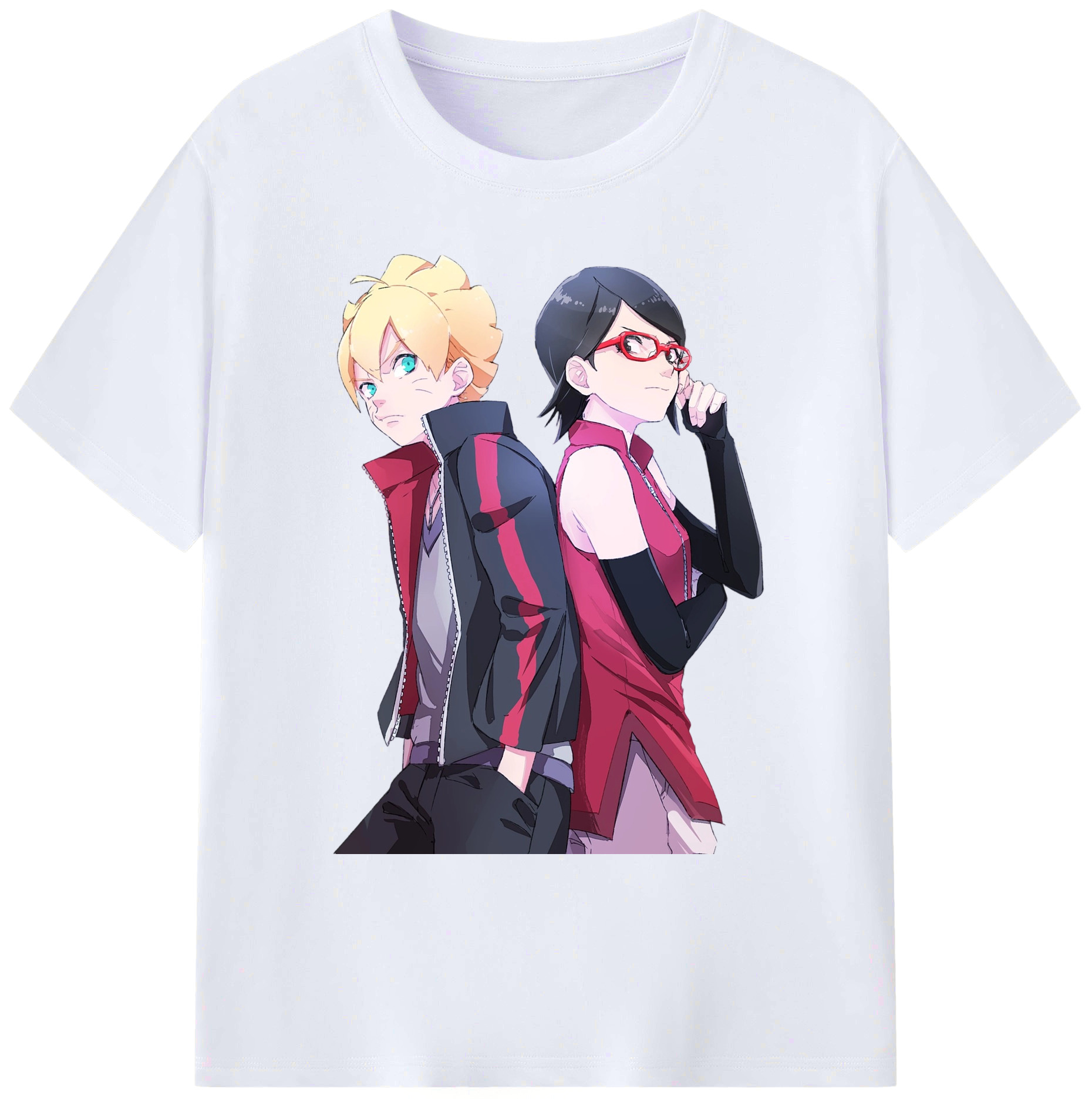 （画像用） NARUTO -ナルト- うちは サラダ Uchiha Sarada 綿100％ メンズ半袖Tシャツ｜肌触りやわらか＆通気性