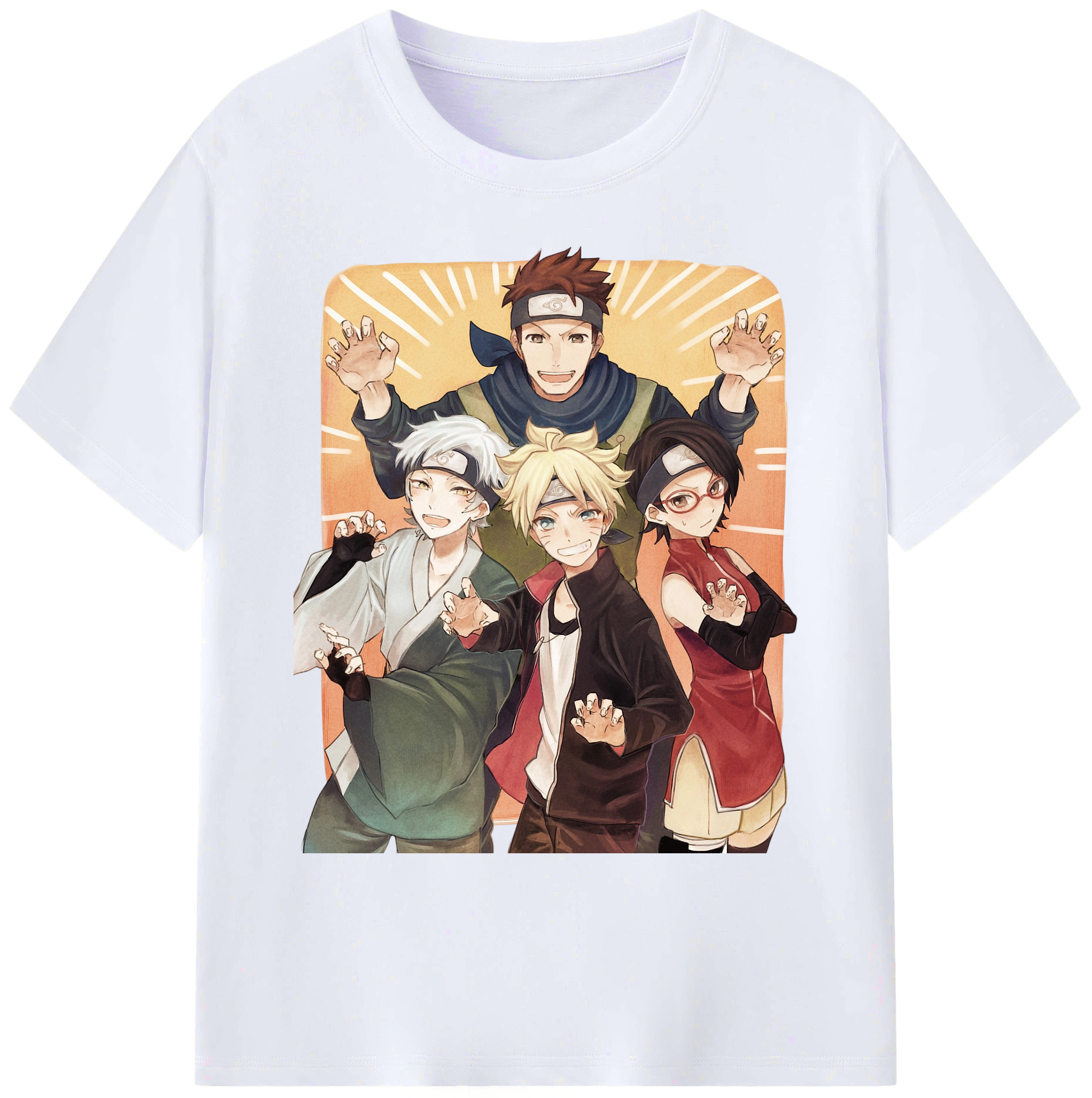 （画像用） NARUTO -ナルト- うちは サラダ Uchiha Sarada 綿100％ メンズ半袖Tシャツ｜肌触りやわらか＆通気性