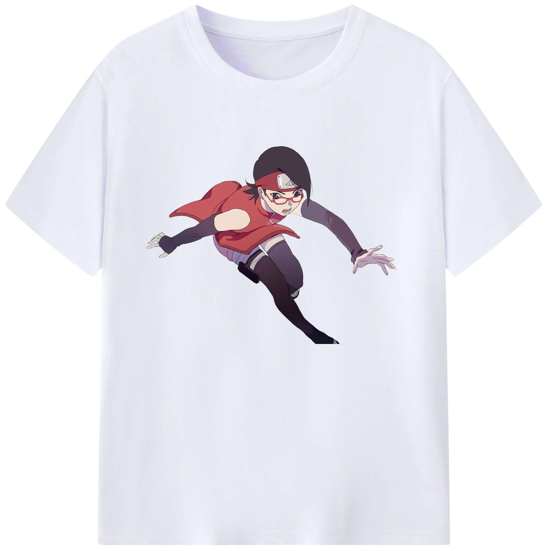 （画像用） NARUTO -ナルト- うちは サラダ Uchiha Sarada 綿100％ メンズ半袖Tシャツ｜肌触りやわらか＆通気性