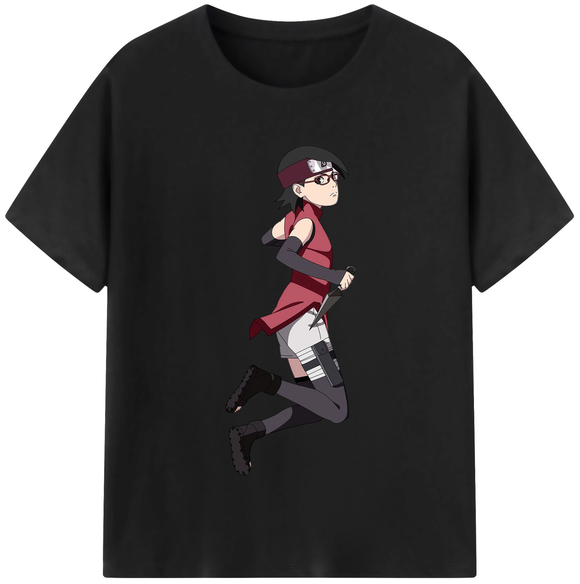 （画像用） NARUTO -ナルト- うちは サラダ Uchiha Sarada レディースカジュアルプリントTシャツ（綿100％）