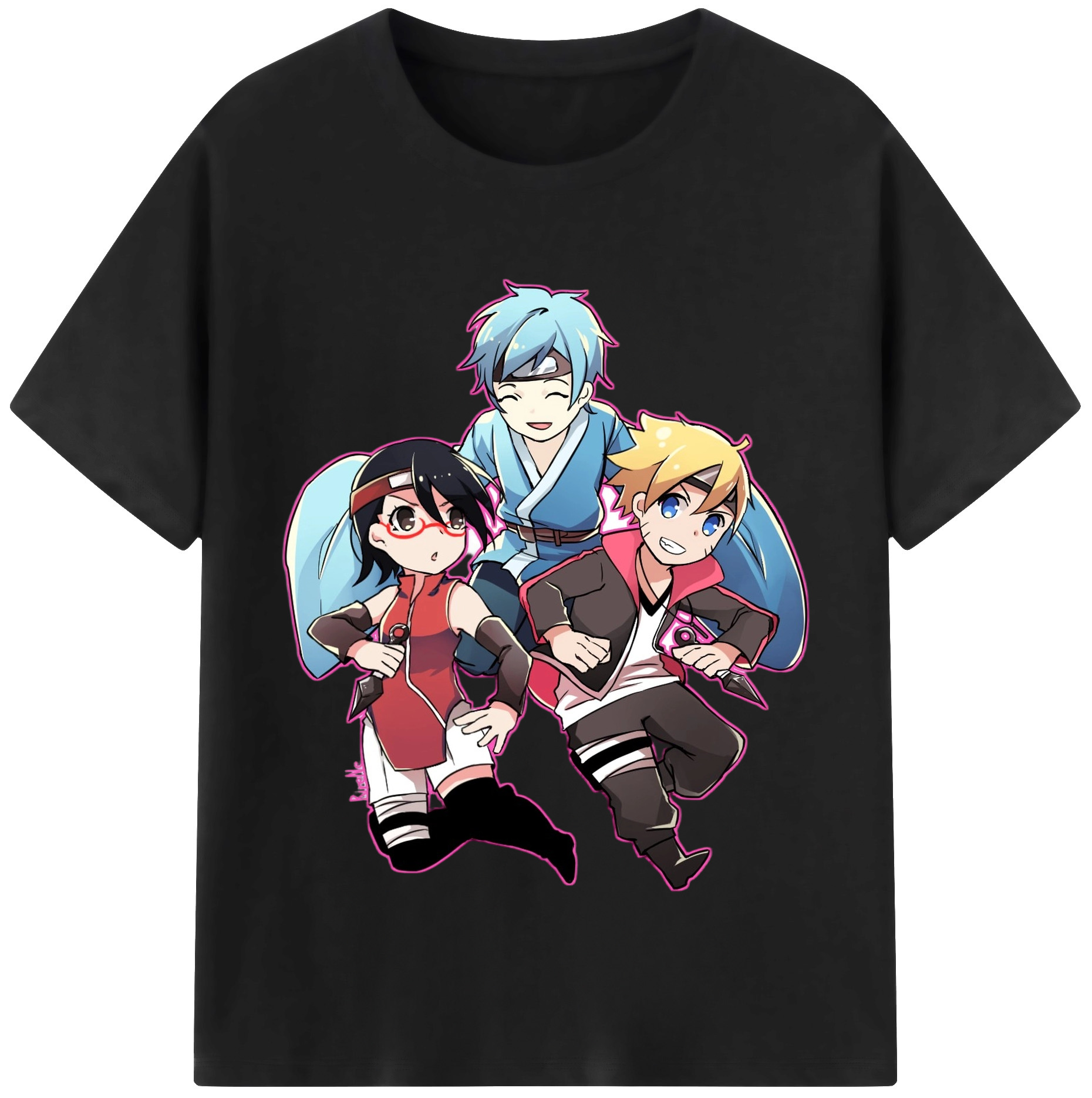 （画像用） NARUTO -ナルト- うちは サラダ Uchiha Sarada レディースカジュアルプリントTシャツ（綿100％）