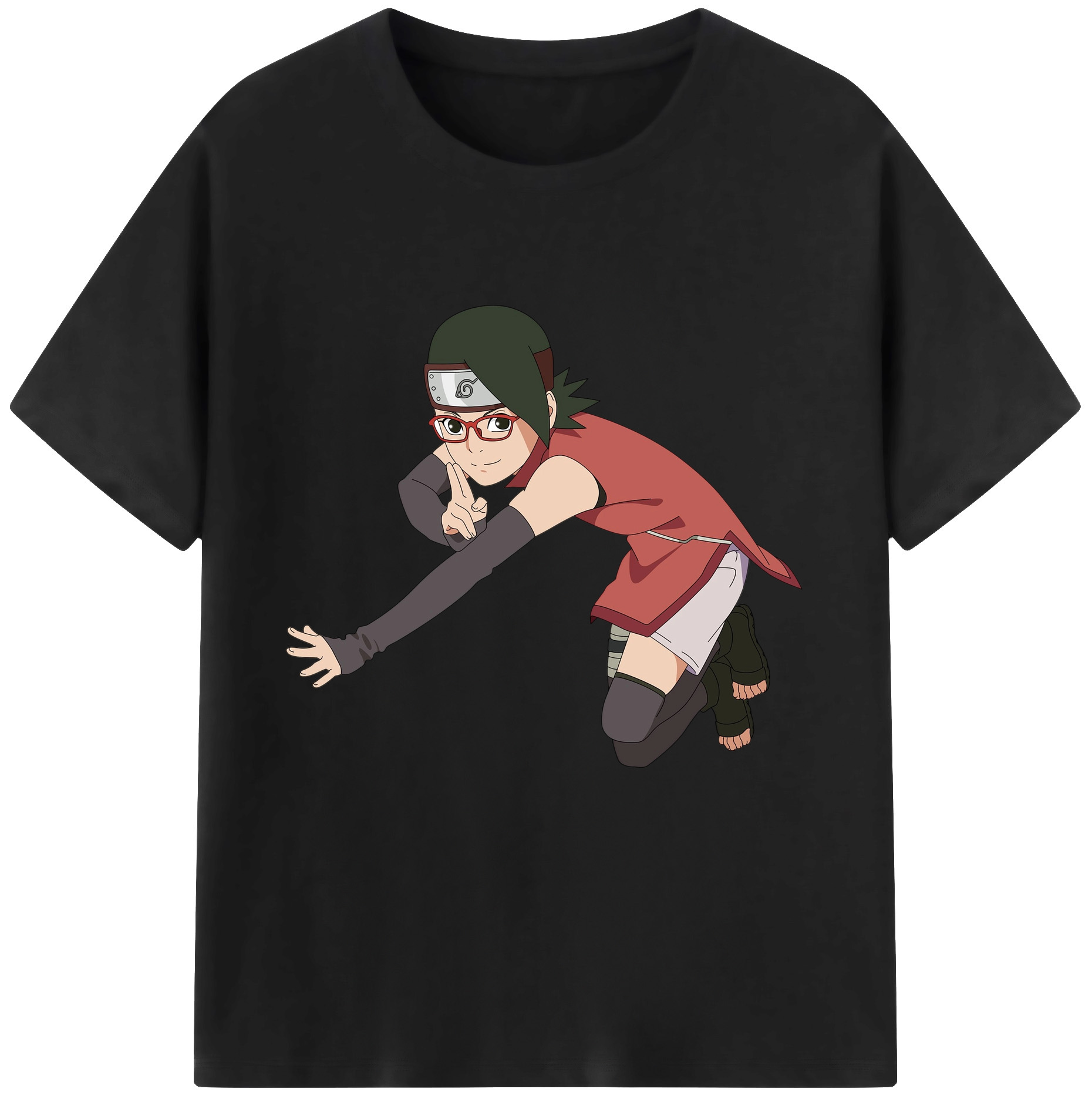 （画像用） NARUTO -ナルト- うちは サラダ Uchiha Sarada レディースカジュアルプリントTシャツ（綿100％）