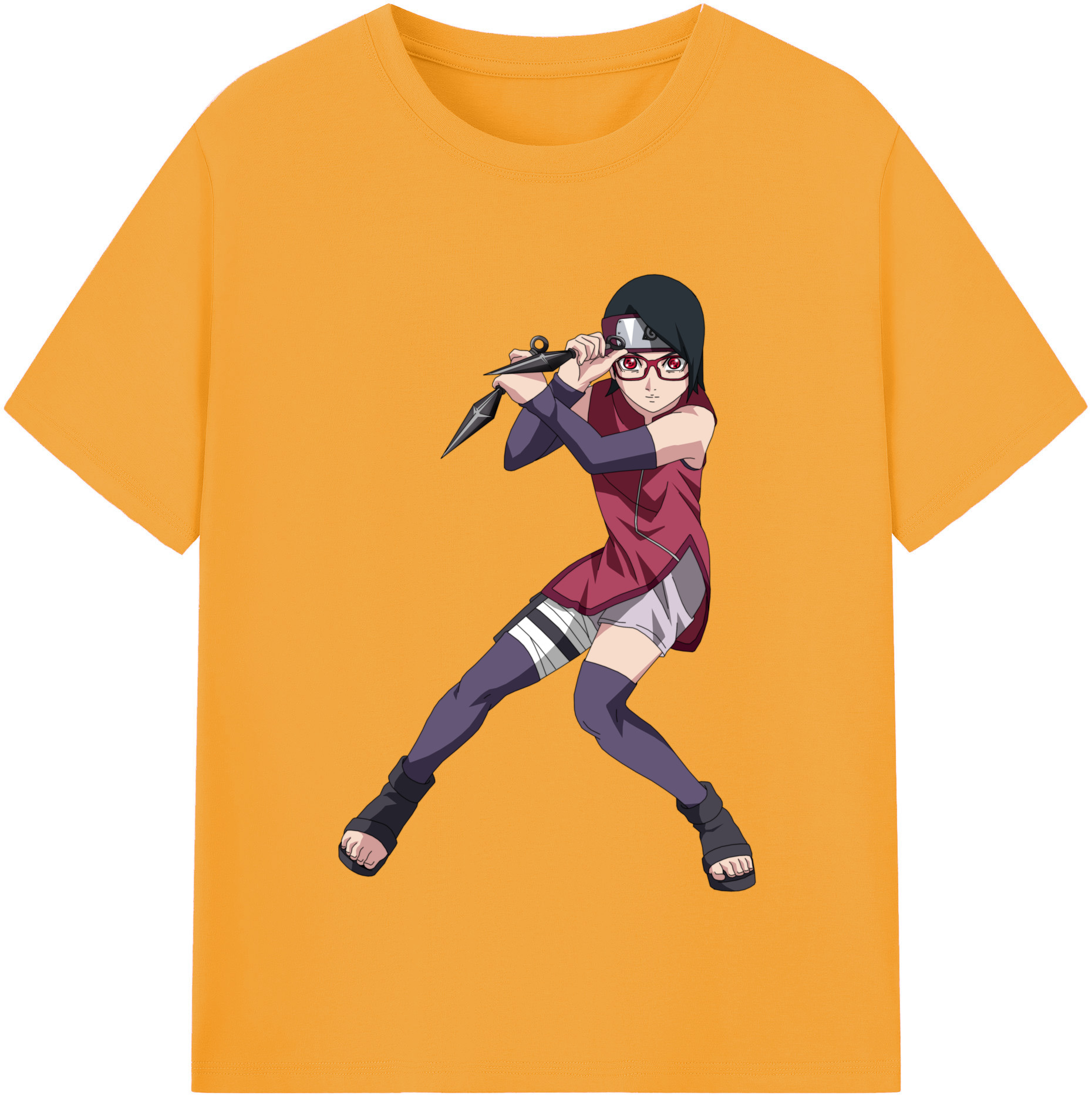 （画像用） NARUTO -ナルト- うちは サラダ Uchiha Sarada レディースカジュアルプリントTシャツ（綿100％）