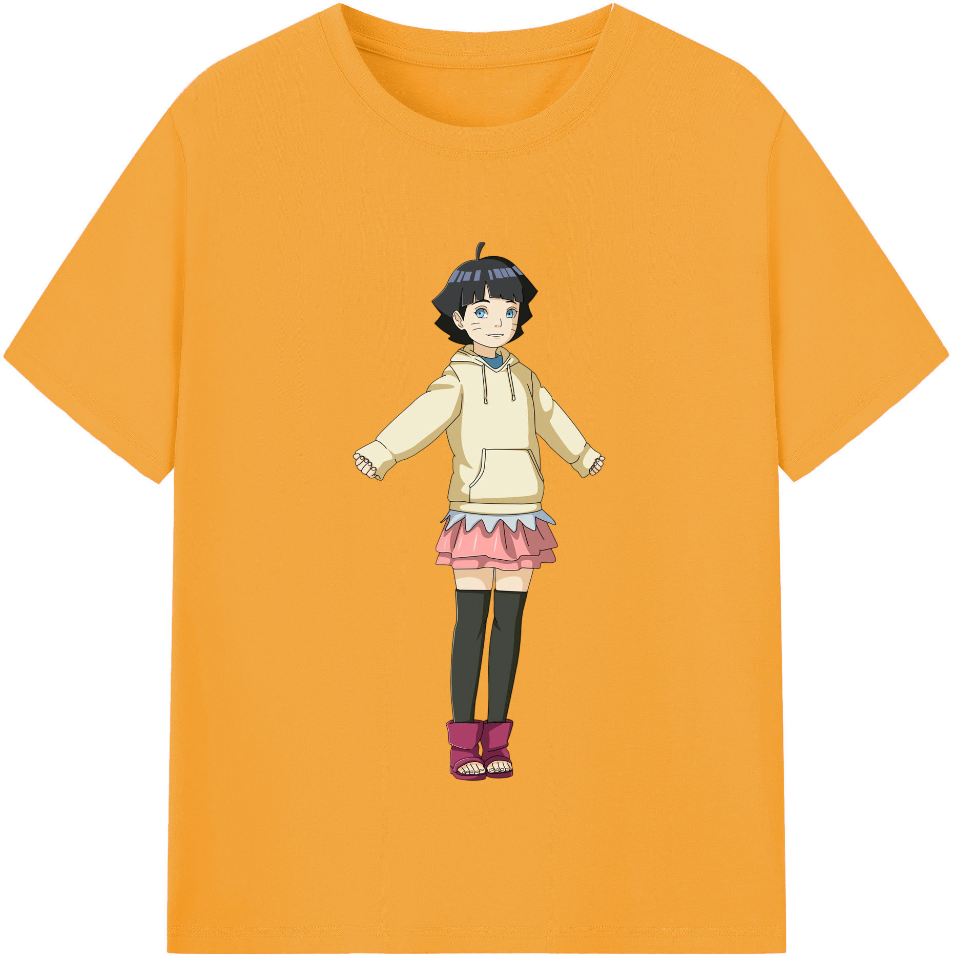 （画像用） NARUTO -ナルト- うずまき ヒマワリ Uzumaki Himawari レディースカジュアルプリントTシャツ（綿100％）