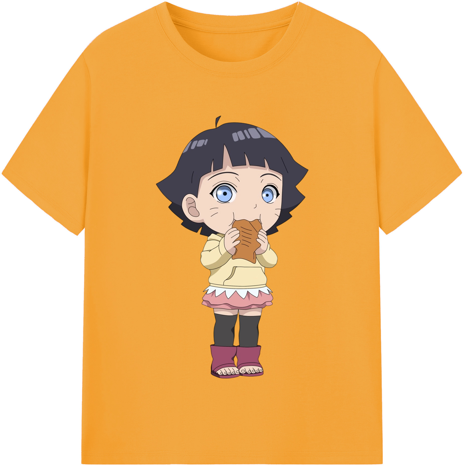 （画像用） NARUTO -ナルト- うずまき ヒマワリ Uzumaki Himawari レディースカジュアルプリントTシャツ（綿100％）