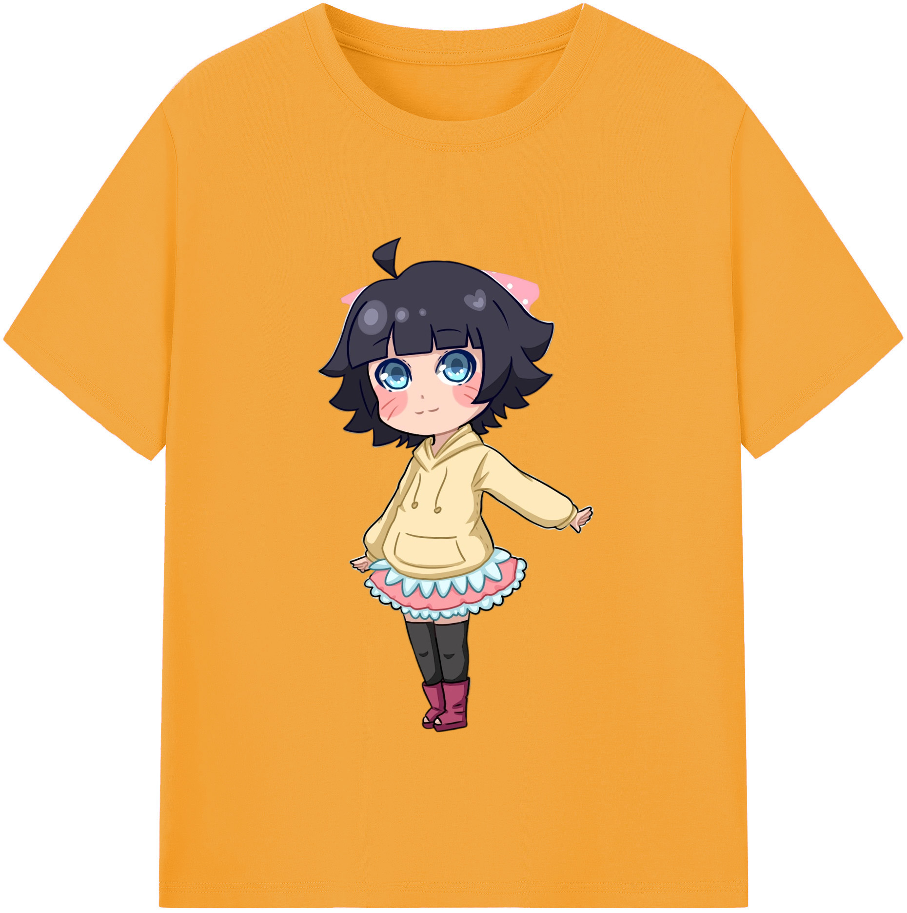 （画像用） NARUTO -ナルト- うずまき ヒマワリ Uzumaki Himawari レディースカジュアルプリントTシャツ（綿100％）