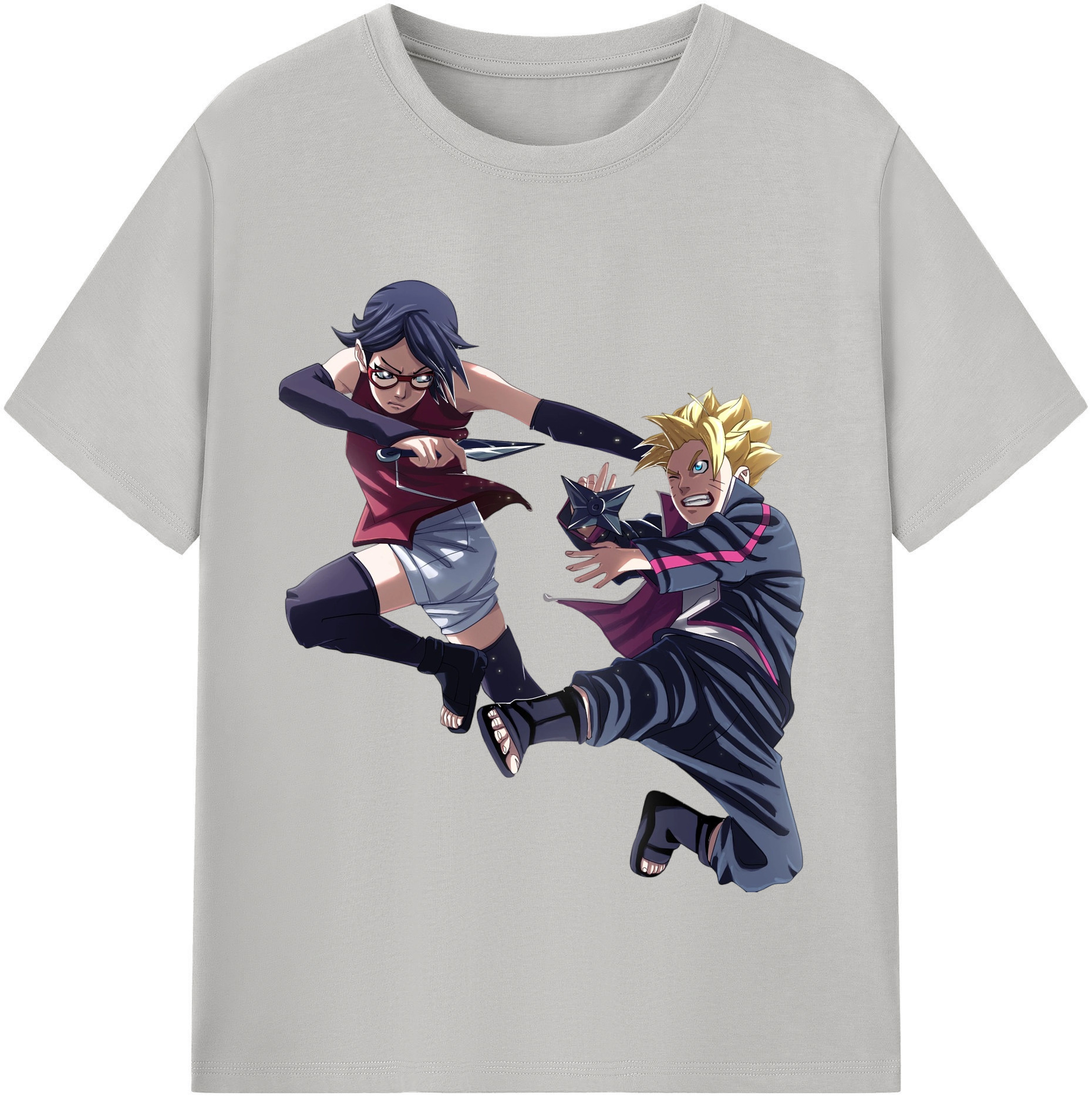 （画像用） NARUTO -ナルト- うちは サラダ Uchiha Sarada レディースカジュアルプリントTシャツ（綿100％）
